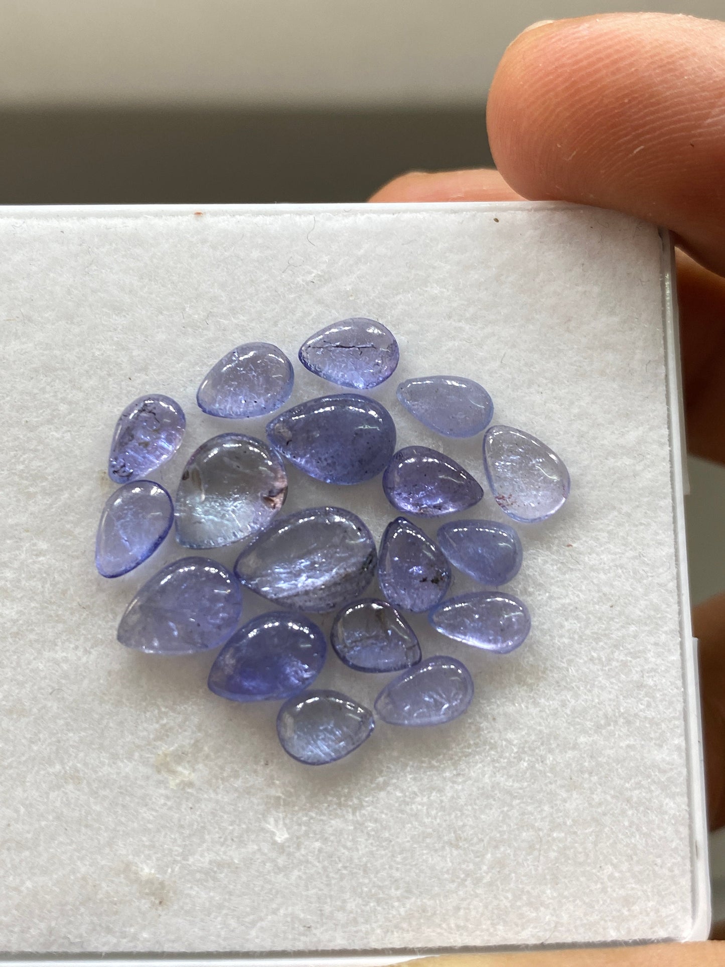 Tanzanite pear cabochons wholesale lot pcs 18 wt 12 carats size 5x4mm-9x6mm good quality tanzanite cabochons