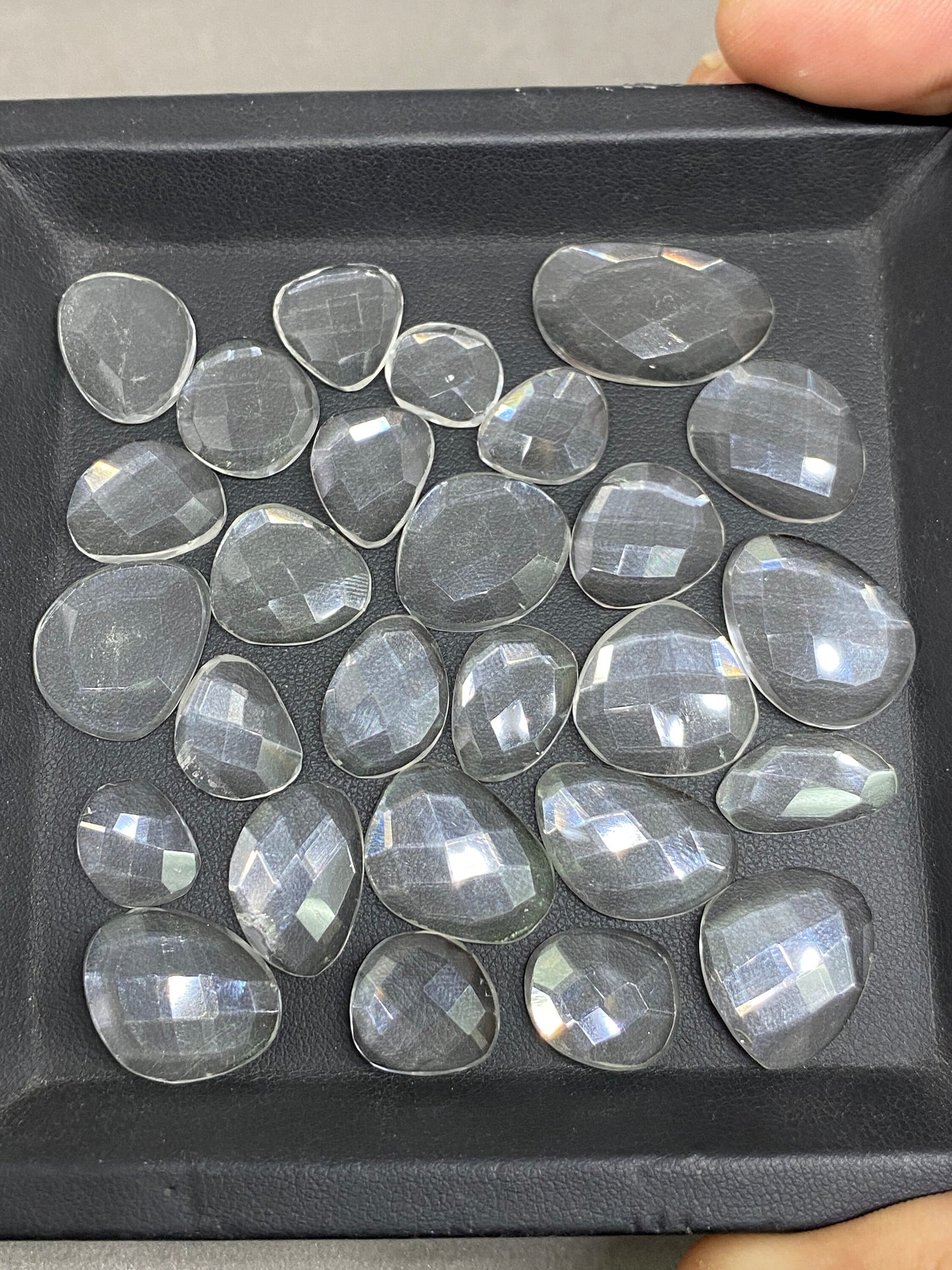 Wow awesome size super fine quality crystal rosecuts weight 128 carats pcs 27 size 15x10mm-24x14mm crystal rosecut wholesale lot