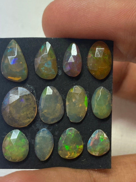 Enchanting yellow green Ethiopian opal rosecut Welo opal rosecut aaa quality wt 6.5 cts pcs 12 size  6.2x6-10x9mm rosecut fire opal rosecut