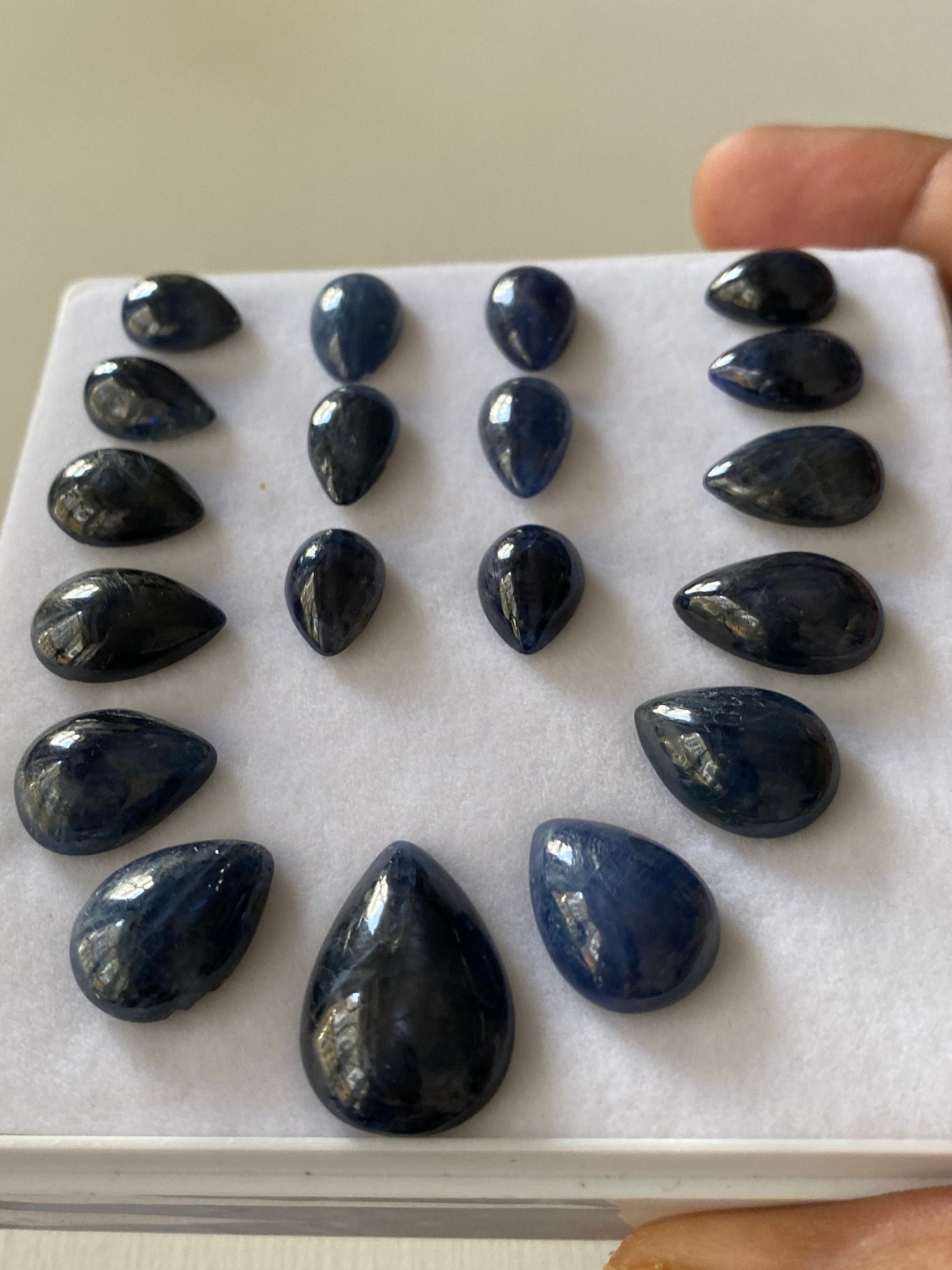 Very rare Burma mines blue sapphire pear shape cabochons weight 152 carats pcs 19 good size rare Burma mines necklace earrings supply