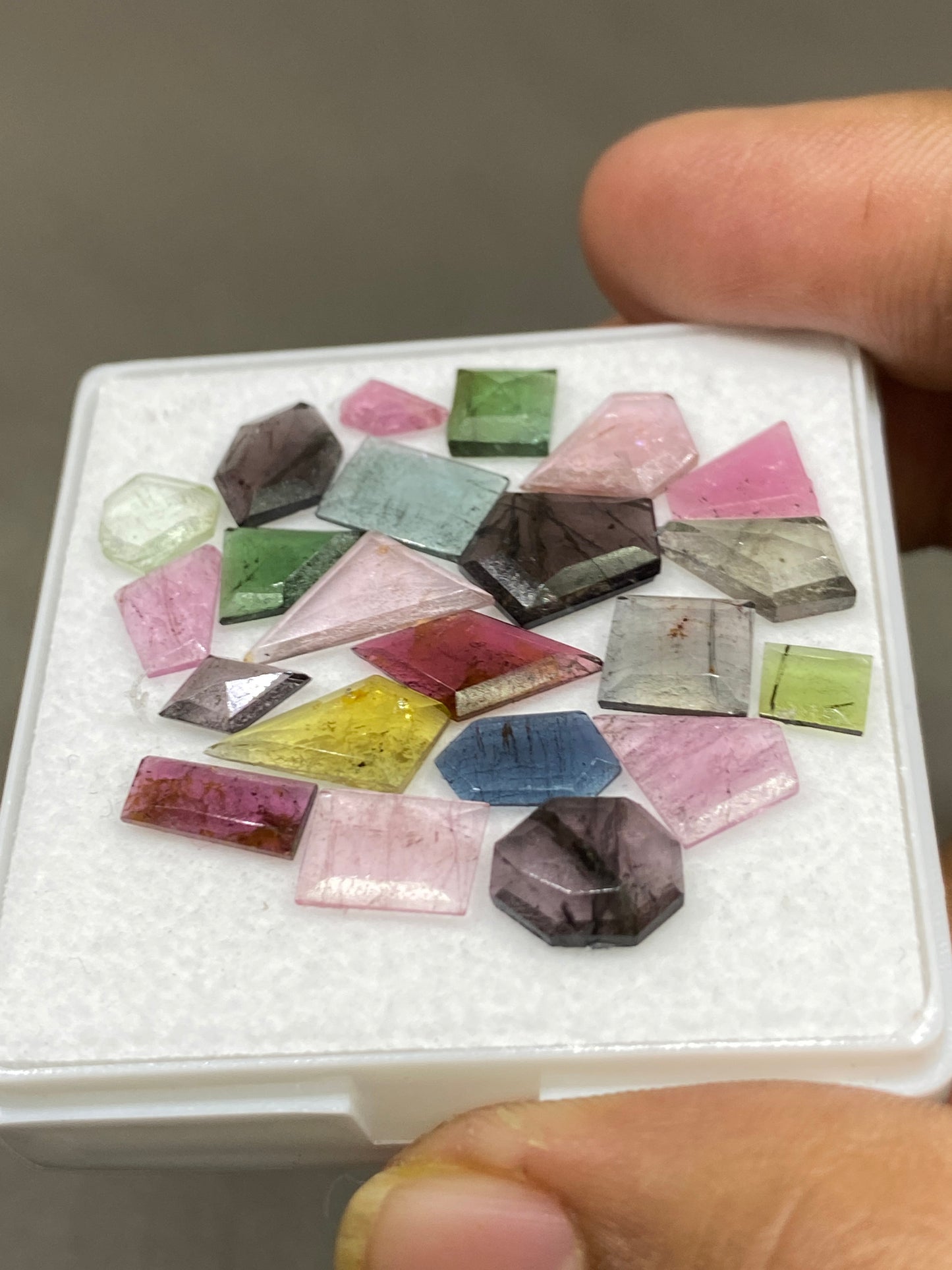 Tourmaline flat Geometric design unique pointed cutstones pcs 22 weight 23 carats size 5x4mm-14x7mm tourmaline geometric stepcut gems