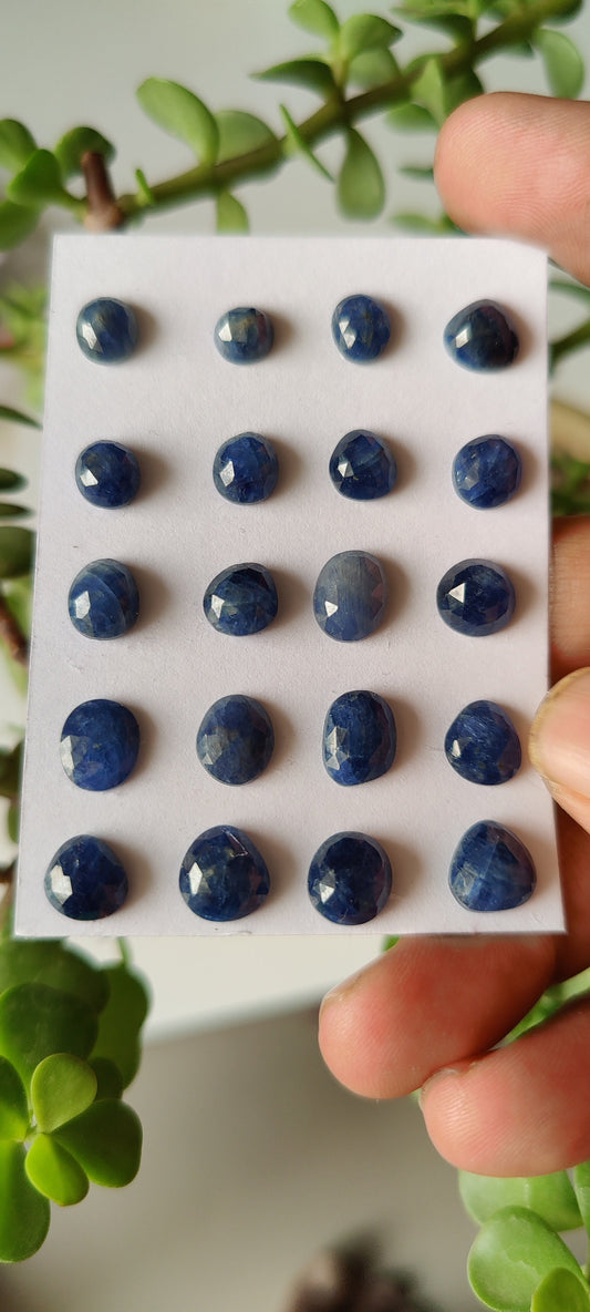 Wow Natural unheated untreated blue sapphire rosecut pcs 20 wt 53 carats size  6.8mm-9.6x7.2mm unheated blue sapphire rosecut gems