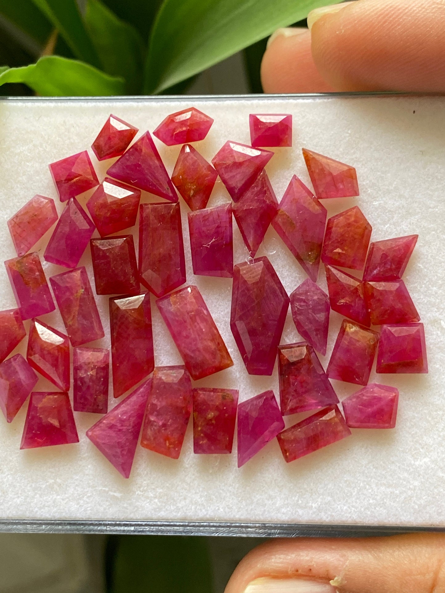 Exquisite Rare ruby flats step cut side faceted flats wt 55 carats pcs 40 size 5.8x4.6mm-15x8mm ruby stepcut gems