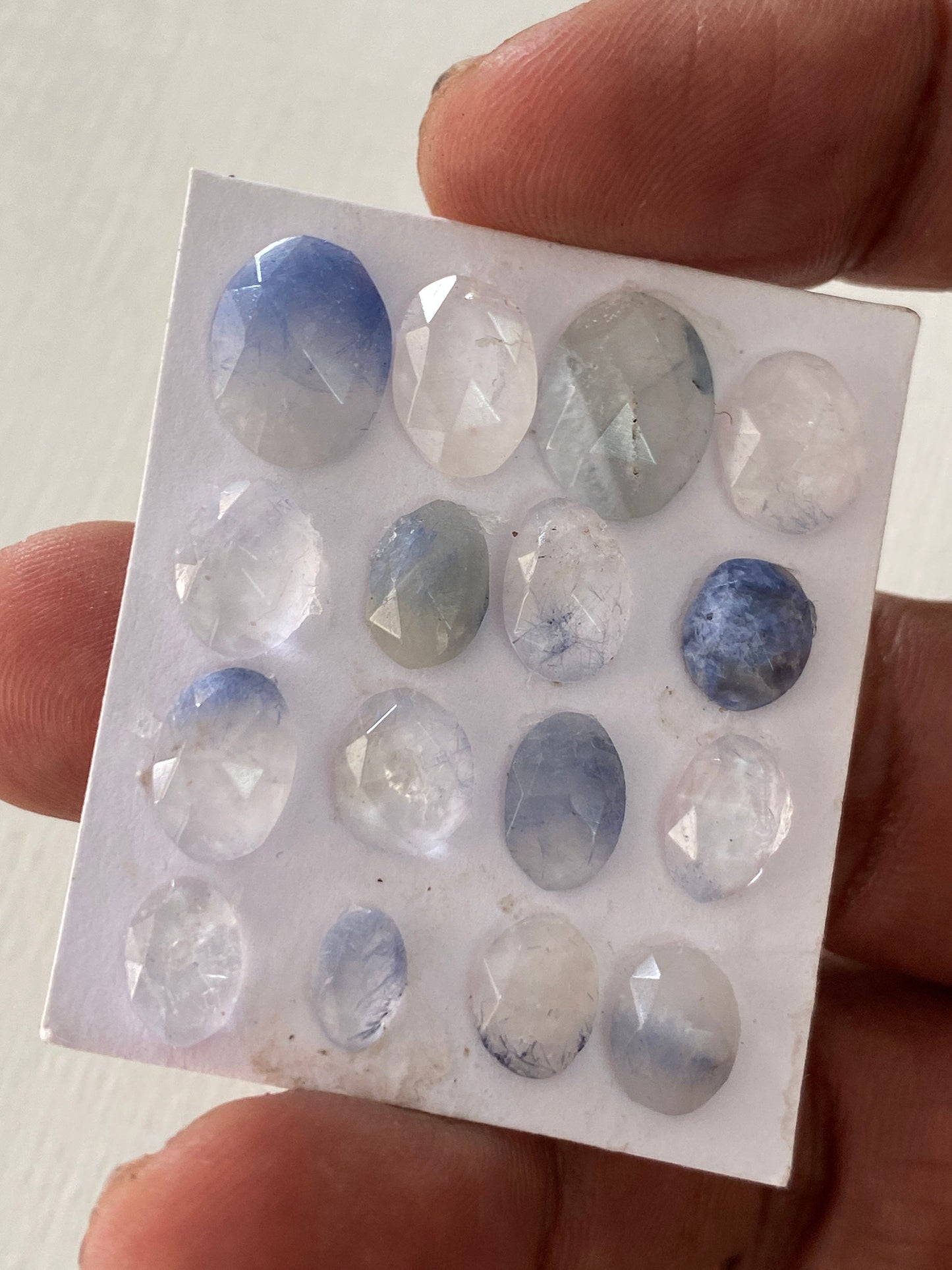 Dazzling rare Dumortierite in quartz rosecut Brazilian mines dumortierite cabochons pcs 16 Wt 24 cts 7x5-11x10mm dumortierite