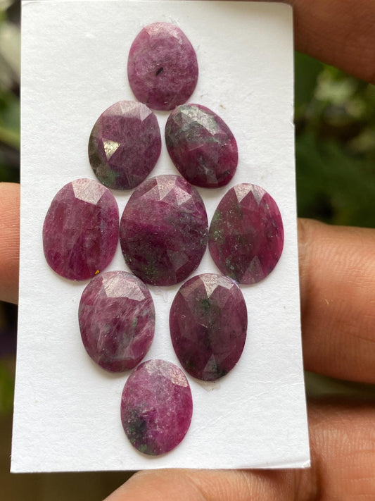 Enchanting very rare longido mines natural ruby rosecut lot  mix shapes pcs 9 wt 36.40 cts size 12x9-15x12mm unheated untreated ruby rosecut