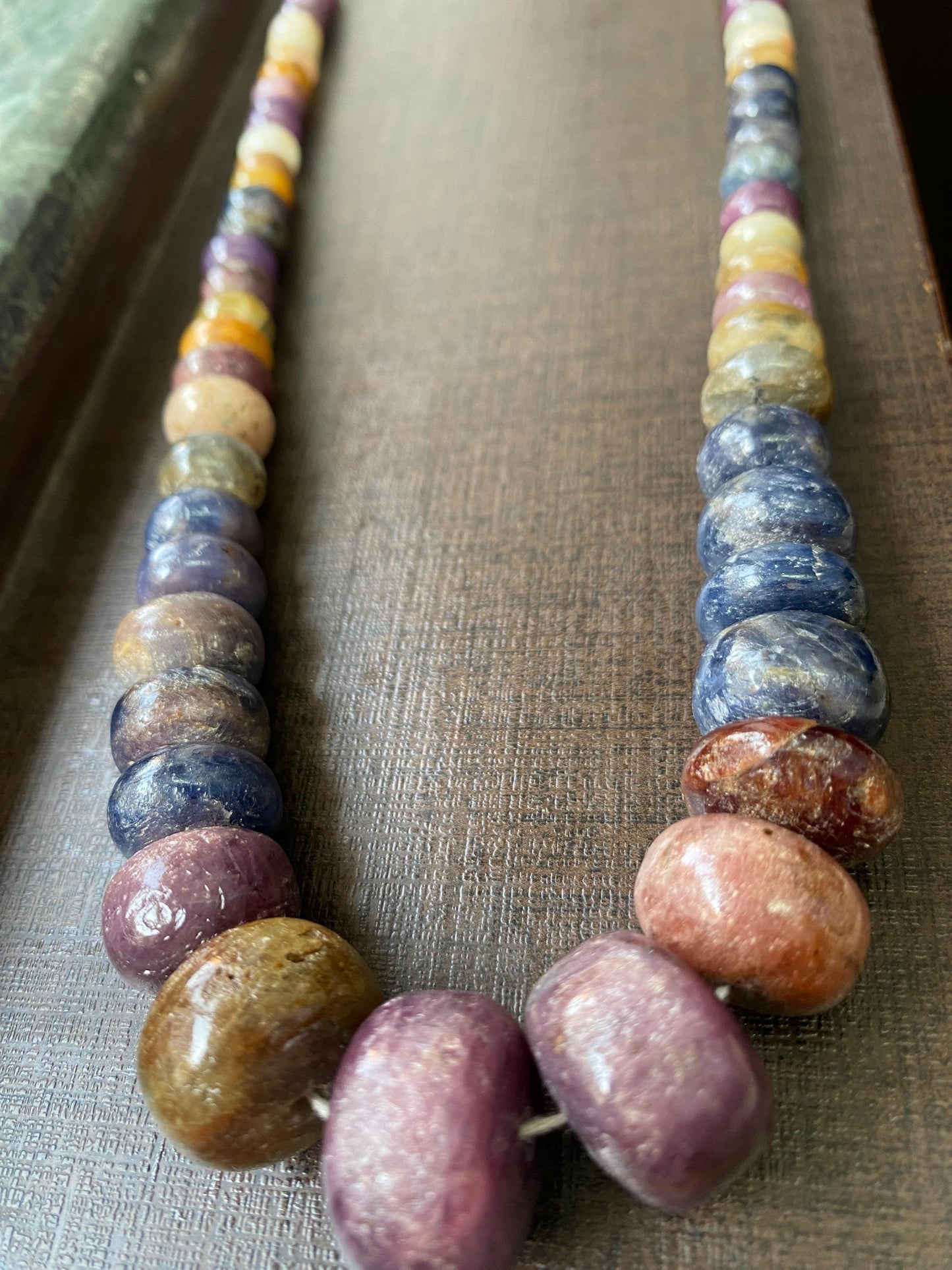 Rare Multi Sapphire Beads Handmade smooth polish rondelles Huge Big Size 9mm-20mmm Necklace Good Quality 20 inches 1020 carats in Graduation