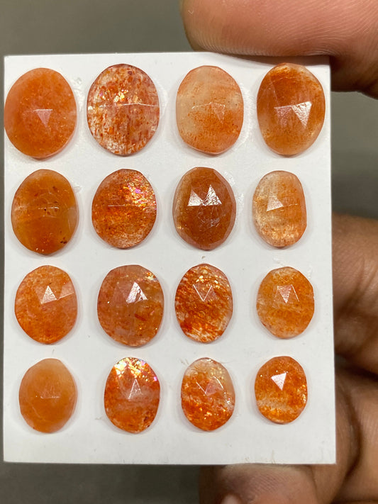 Cute rare sunstone rosecuts flats wt 30 carats pcs 16 size 8x6mm-11x8mm sunstone rosecut oval flatback gems