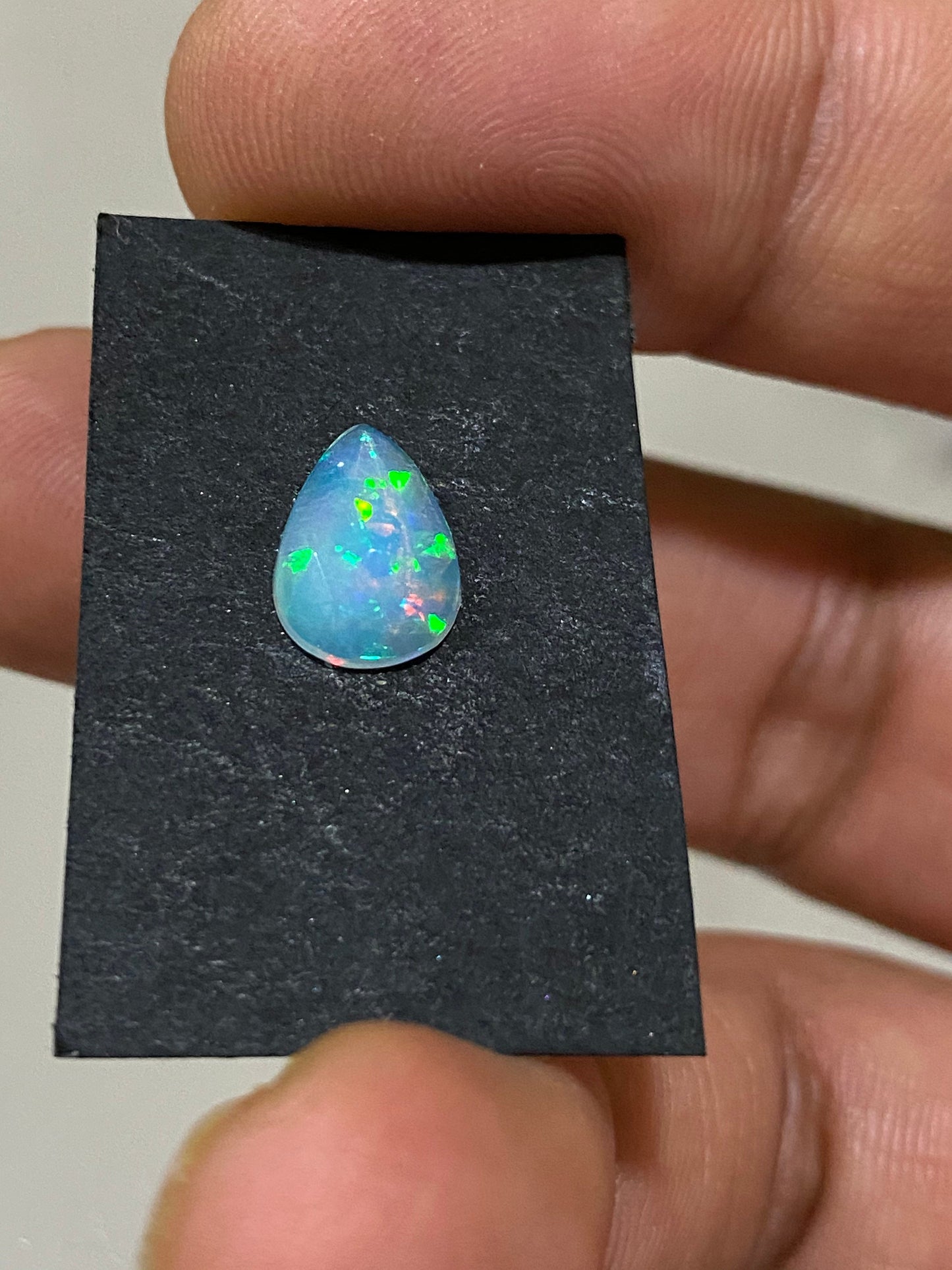 Awesome rare single piece Ethiopian opal rosecut ring green fire Welo opal rosecut pear wt 1 cts size 10.5x7.5mm for a ring opal rosecut