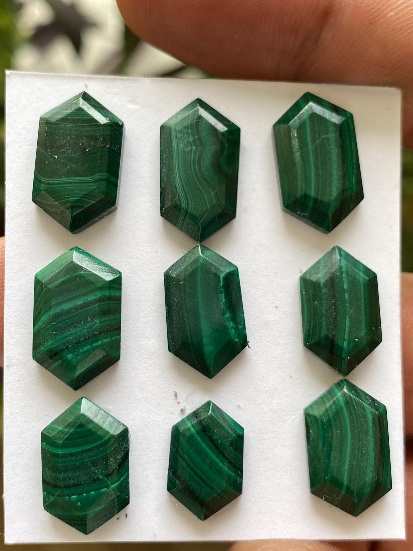 Malachite hexagon tablet cut mirror wholesale lot weight 71 carats pcs 9 size 13x8-17x10mm flatback gems malachite hexagon