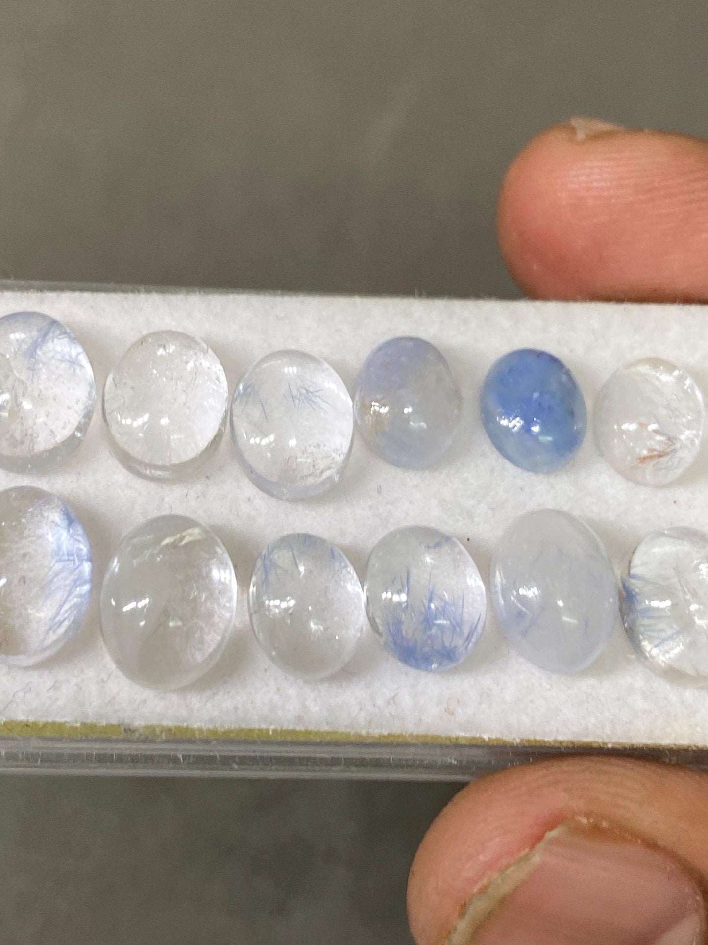 Stunning rare Dumortierite in quartz oval  cabochons pcs 12 Wt 24.70 cts size 8x6mm-10x8mm  Brazilian mines dumortierite cabochons