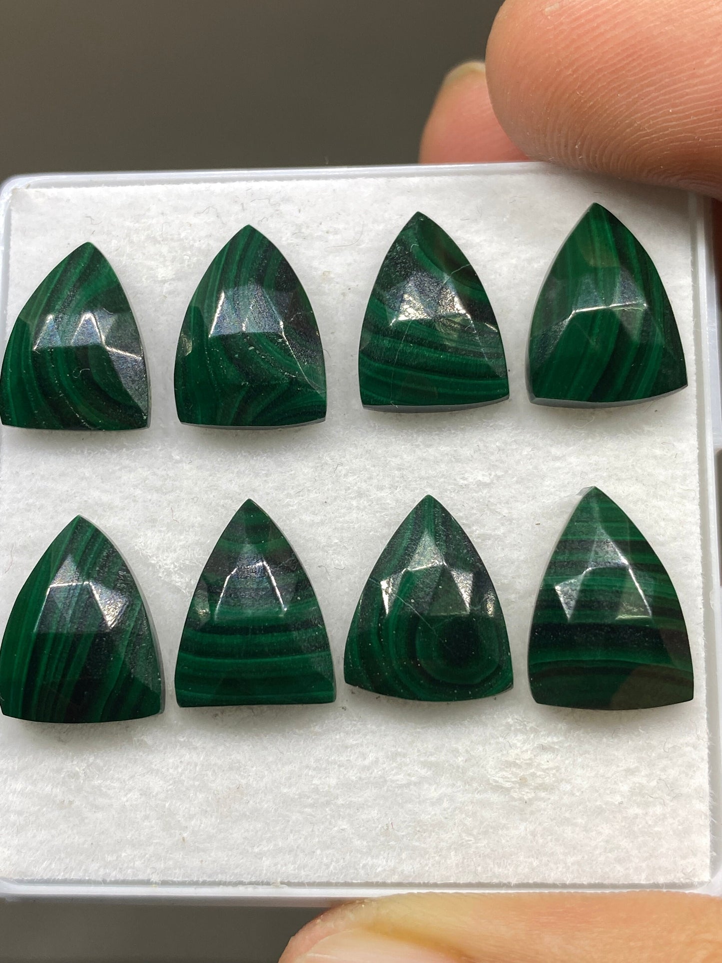 Malachite shield rosecut wholesale lot weight 44 carats pcs 8 size 14x10mm flatback gems malachite shield rosecut