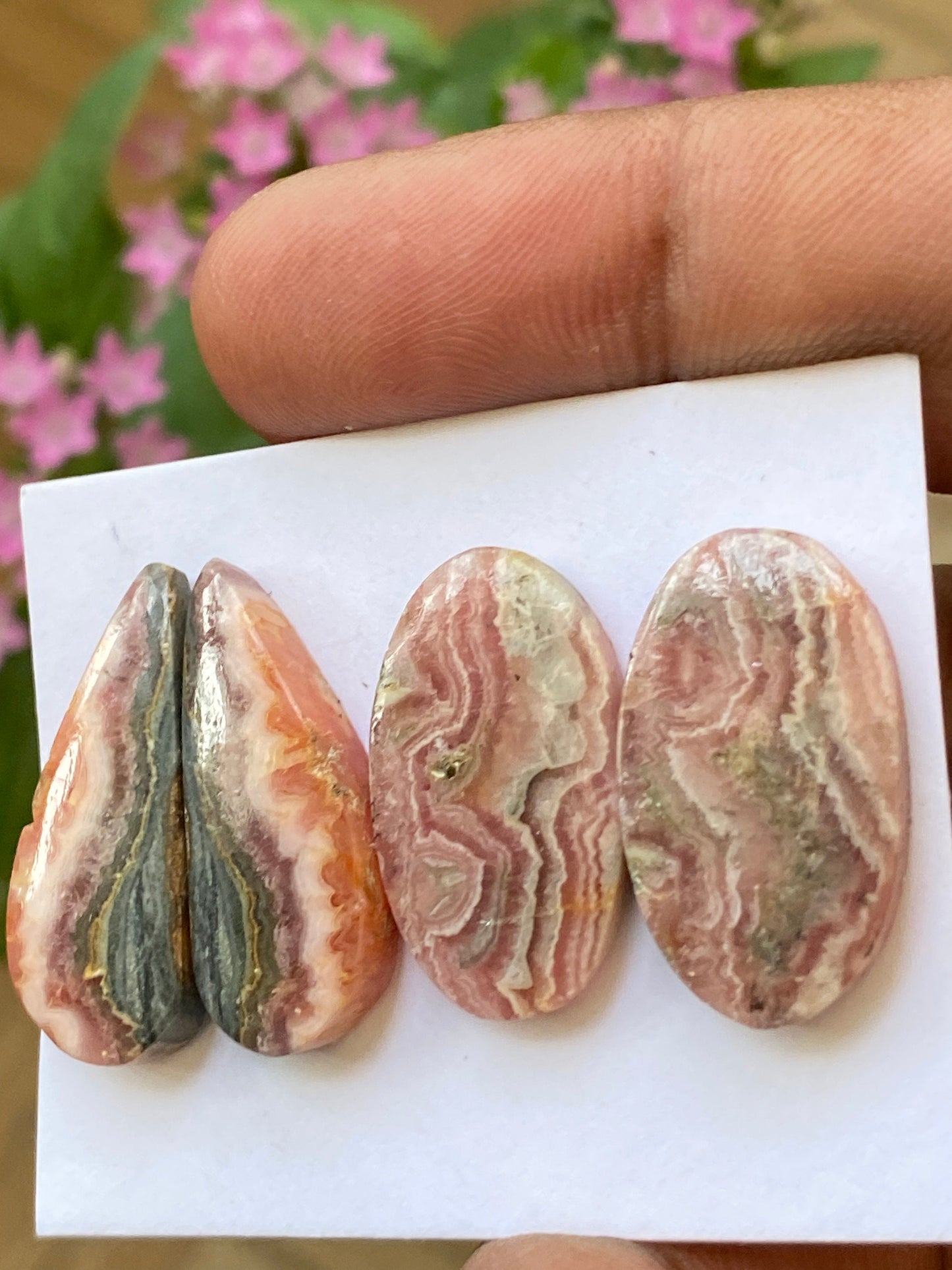 Fabulous  Rhodochrosite cabochons lot beautiful designer fine quality weight 59 carats pcs 4 size 22.5x13mm-26x11mm rhodochrosite cabochons