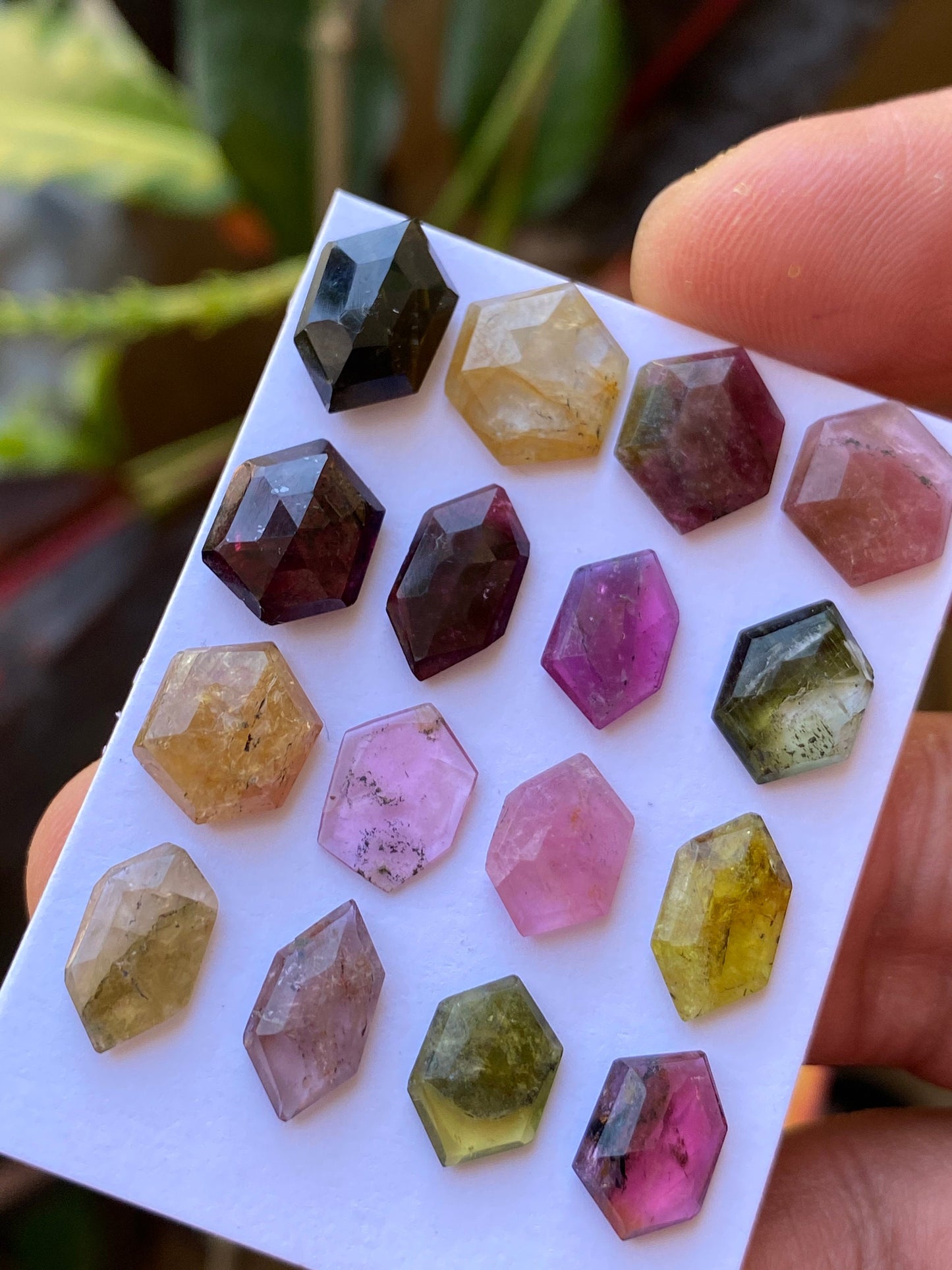 Stunning Extremely rare watermelon tourmaline stepcut hexagons wt 32.50 carats pcs 16 size 10.5x7.5mm-11.5x9.9mm tourmaline hexagon stepcuts