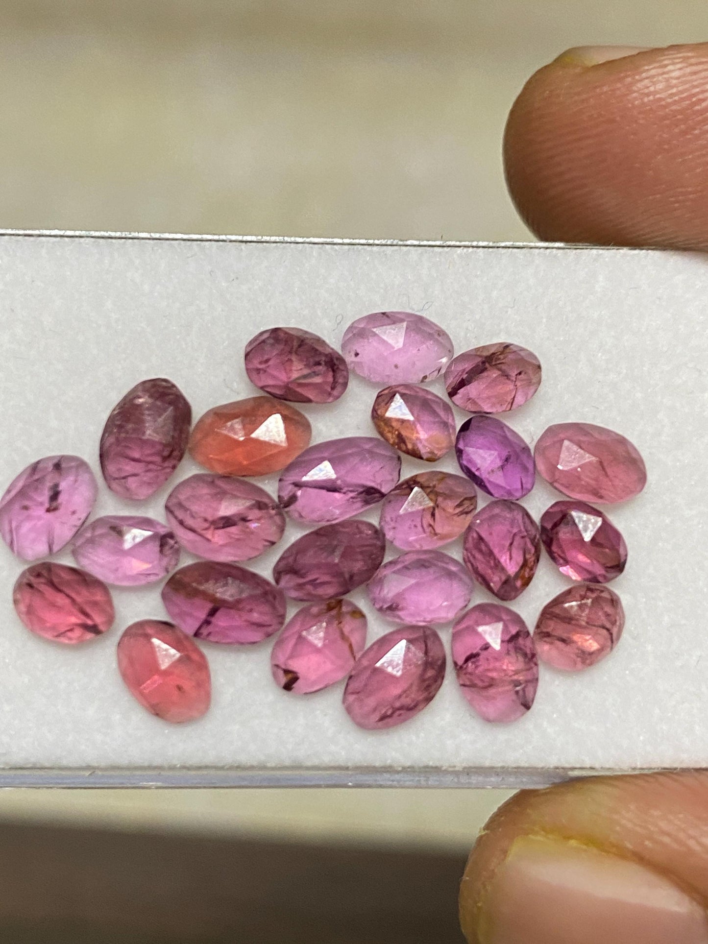 Rhodolite pink garnet Rosecut size wt 13.50 cts pcs 25 size 5.2x3.6mm-6.8x4.5mm lovely pink garnet Rosecut rhodolite garnet slices