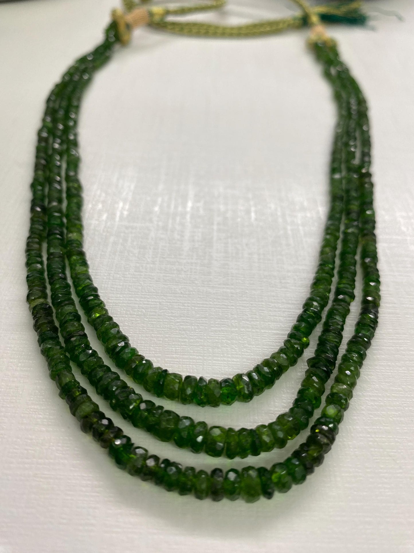 Beautiful Rare chrome diopside faceted beads rare necklace weight 246 cts size 3mm-7mm  length 15 and 16 inches and 17 inches