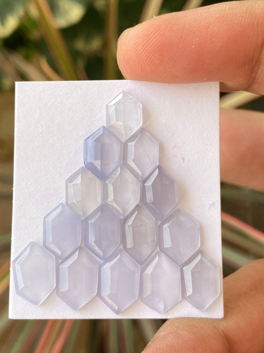 Amazing lavender Chalcedony hexagon stepcut gems  wt 25 cts Pcs 15 size 10.5x7mm-12.4x8mm  natural chalcedony hexagon stepcut