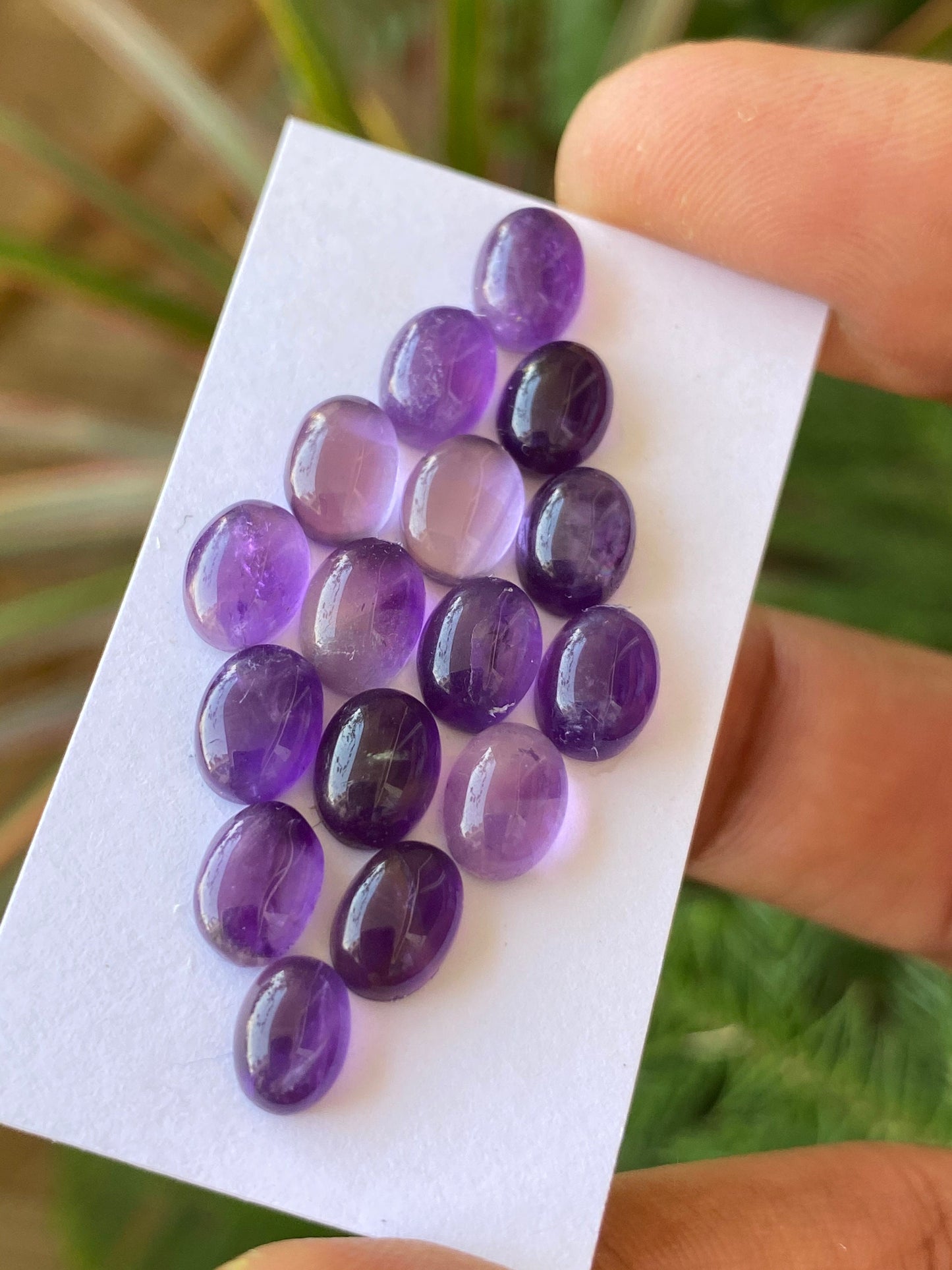 Cute amethyst oval cabochon pcs 16 wholesale lot weight 23.50 carats size 7.2x6.4mm-8.5x6mm amethyst cabochons