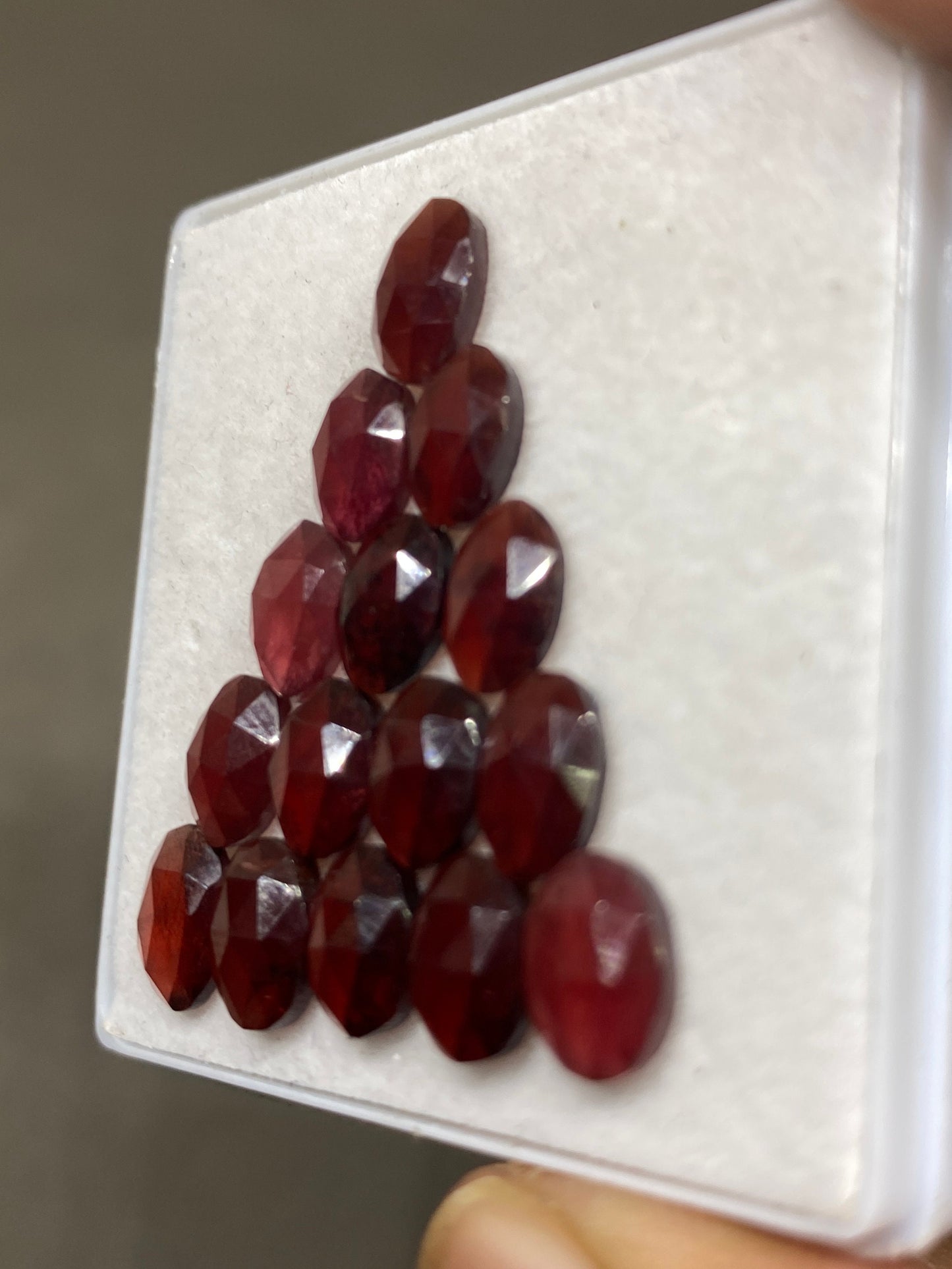 Delightful rare rosecut red orange garnet fancy garnet rosecut 8.5x6-9.5x7mm pcs 15 wt 29 cts mix sizes  orange garnet rosecut