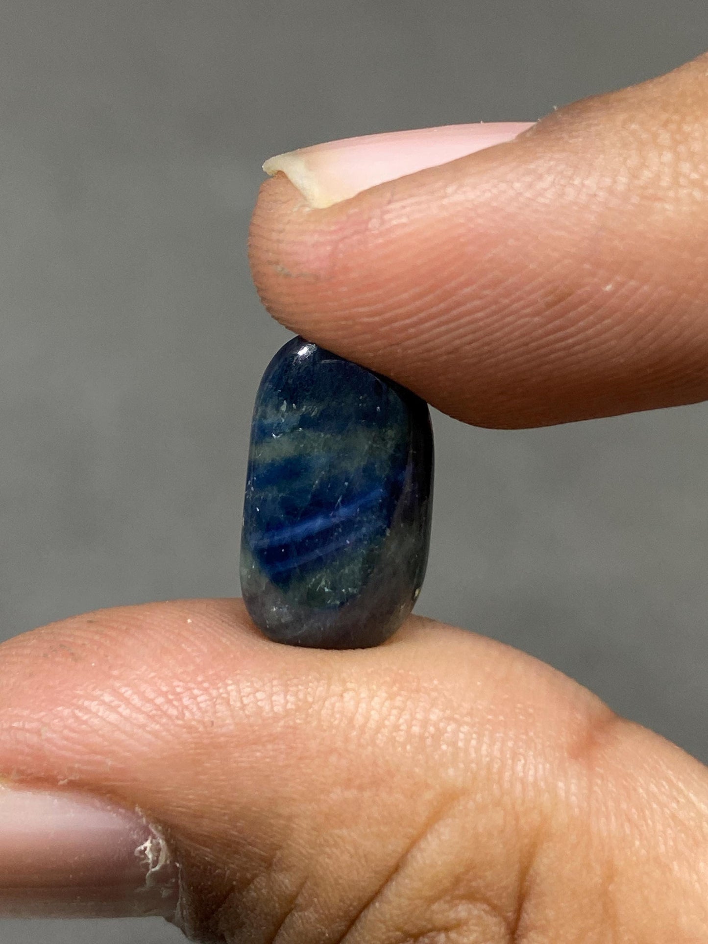 Vivacious rare Natural Bicolor pattern blue yellow sapphire nugget smooth wt 11.50 carats size 17x9mm unheated sheen fancy blue sapphire