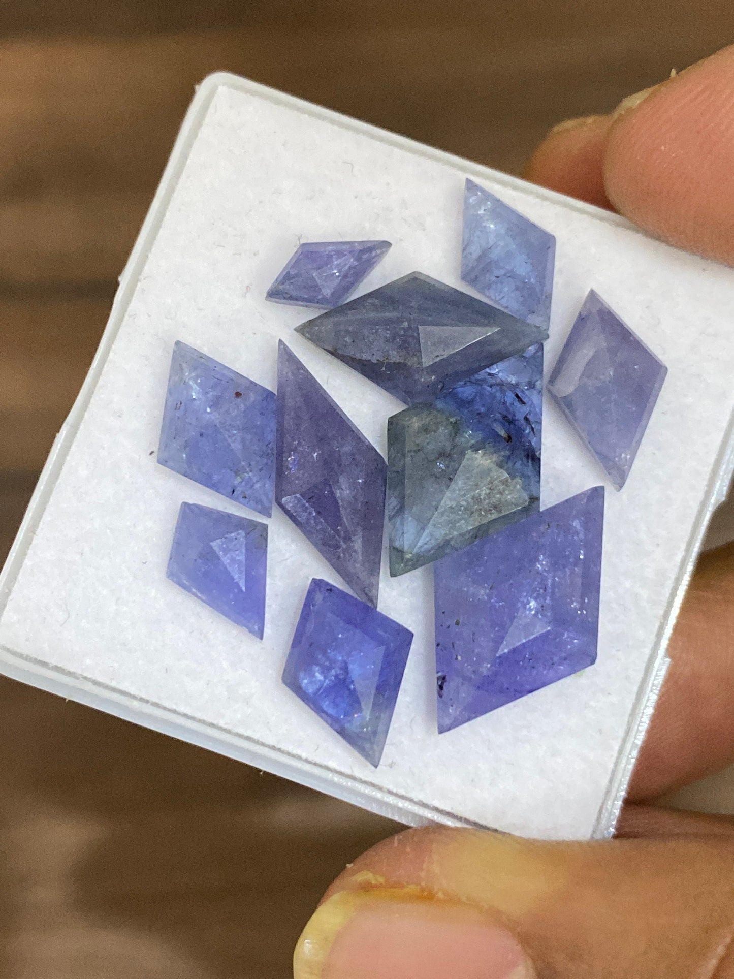 Nice Rare Tanzanite  diamond shape step cuts weight 26  cts  pcs 10 size 8.8x4.5mm-18.4x11mm  Tanzanite  stepcut hexagon