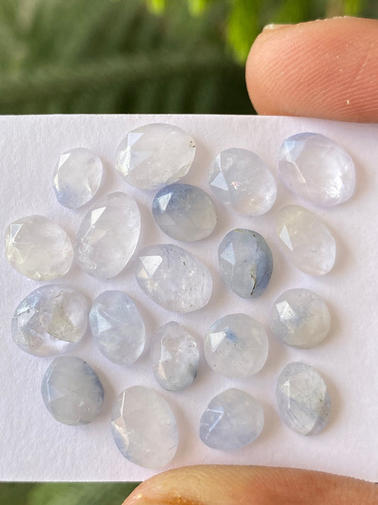 Very rare Dumortierite in quartz rosecut pcs 19 Wt 22 cts size 6.5mm-9x7mm Brazilian mines dumortierite cabochons flatback rosecut