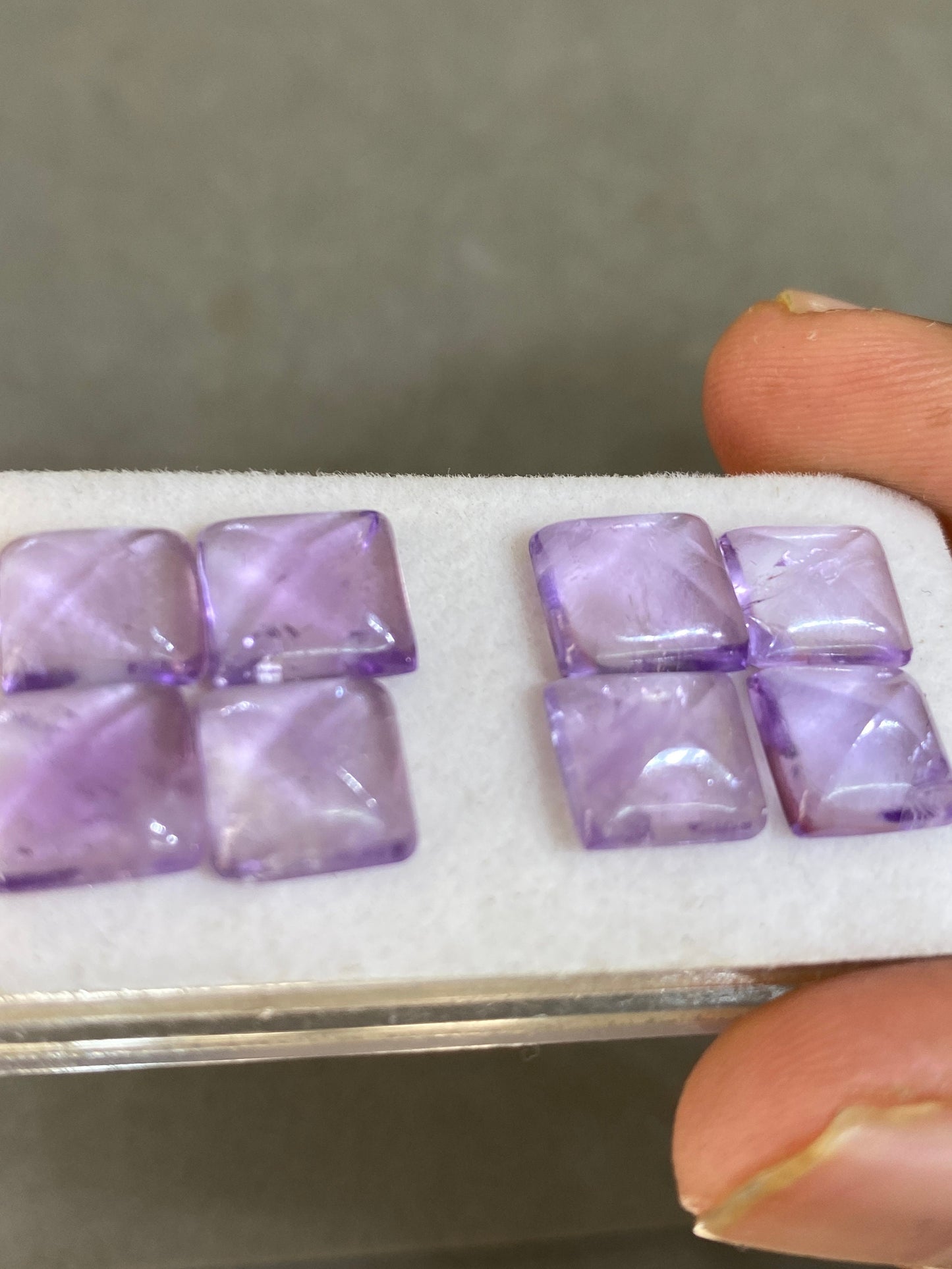 Stunning rare amethyst sugar loaf cabochons pair  weight 24 cts pcs 8 size 9.5x9.3mm-10mm amethyst  sugar loaf cabcohon pairs