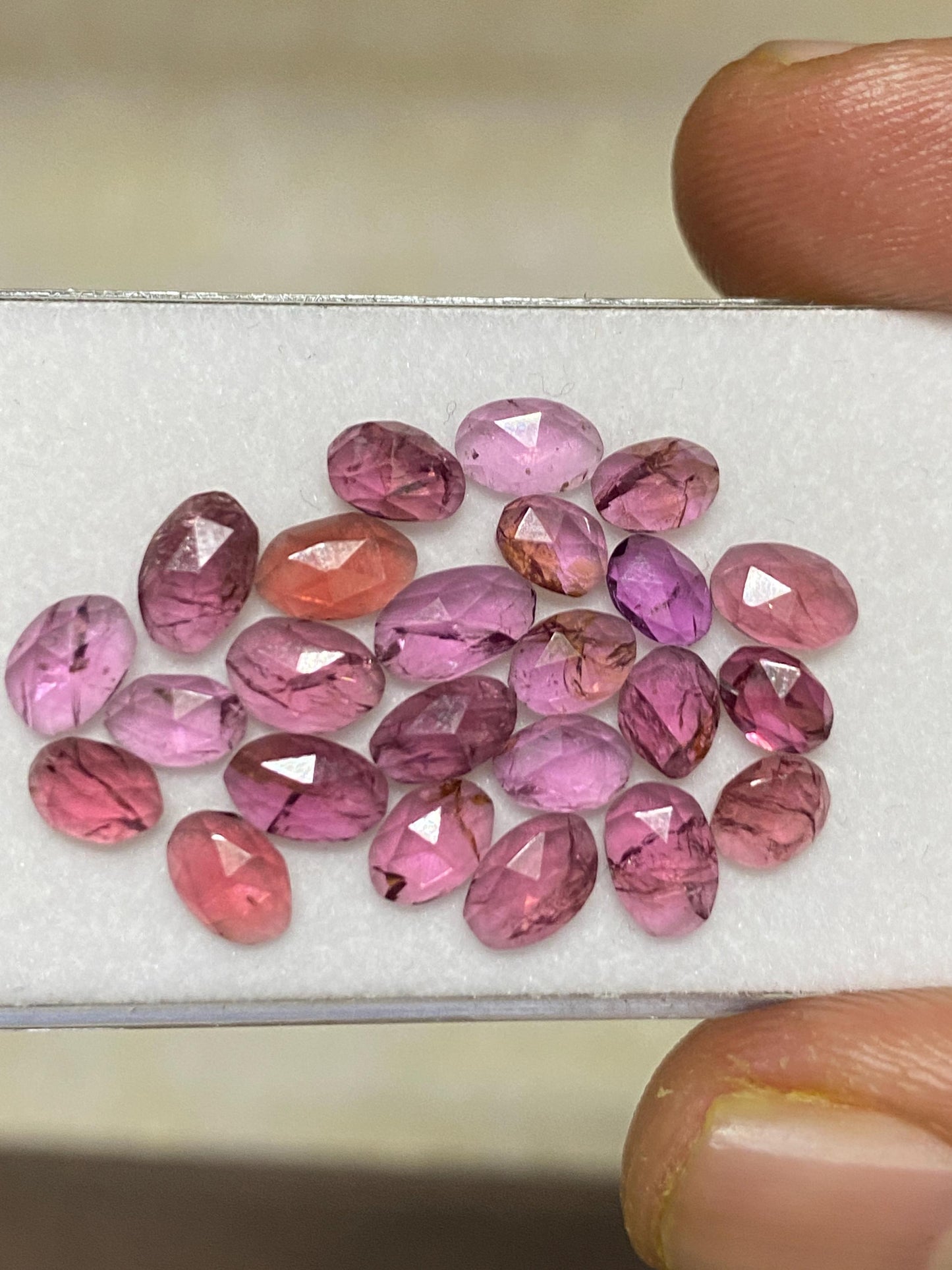 Rhodolite pink garnet Rosecut size wt 13.50 cts pcs 25 size 5.2x3.6mm-6.8x4.5mm lovely pink garnet Rosecut rhodolite garnet slices