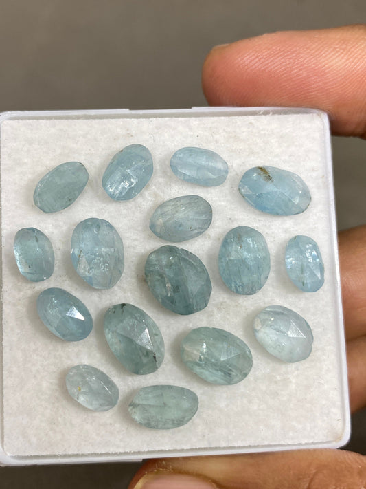 Beautiful rare aqua color kyanite rosecut flats shape amazing quality lovely color weight 26 carats pieces 16 size 7x5-10x8mm rosecut gems