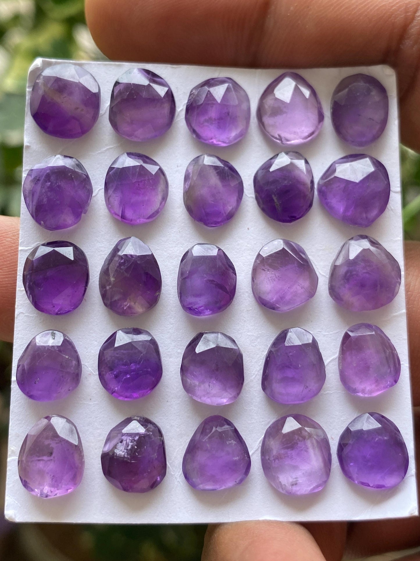 Nice quality amethyst rosecut flatback weight 53 cts pcs 25 size 10x9mm-9x8mm natural amethyst rosecut