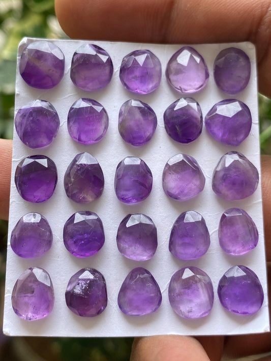 Nice quality amethyst rosecut flatback weight 53 cts pcs 25 size 10x9mm-9x8mm natural amethyst rosecut