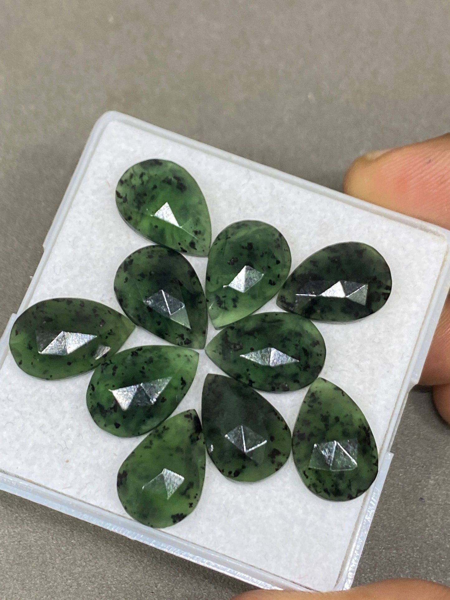 Beautiful moss serpentine rosecut pears flats  size 15x10mm approx  wt 44 cts carats pcs 10 serpentine rosecut wholesale