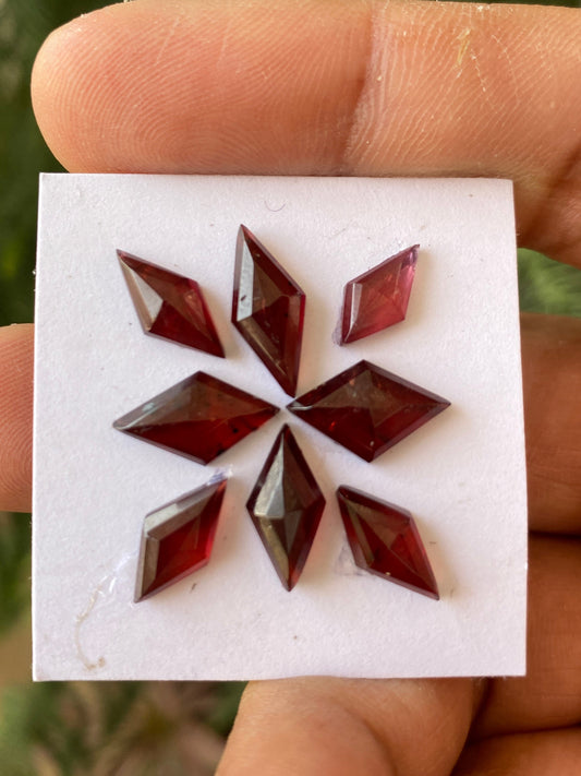 Mesmerising Red garnet diamond shape step cut aaa quality wt 15.40 cts pcs 8 size  9x5.5mm-14.5x6mm red  garnet stepcut diamond