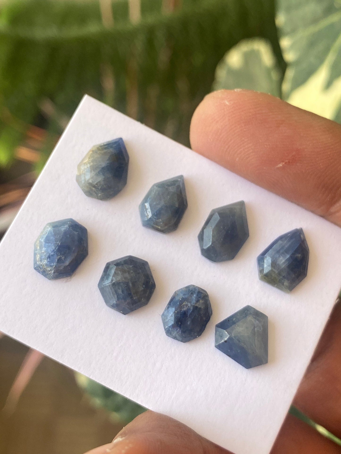 Beautiful Rare blue sapphire geometric quad pent step cut wt 26 cts pcs 8 size 9x7-11x8mm blue sapphire stepcut hexagon geometric  flatback