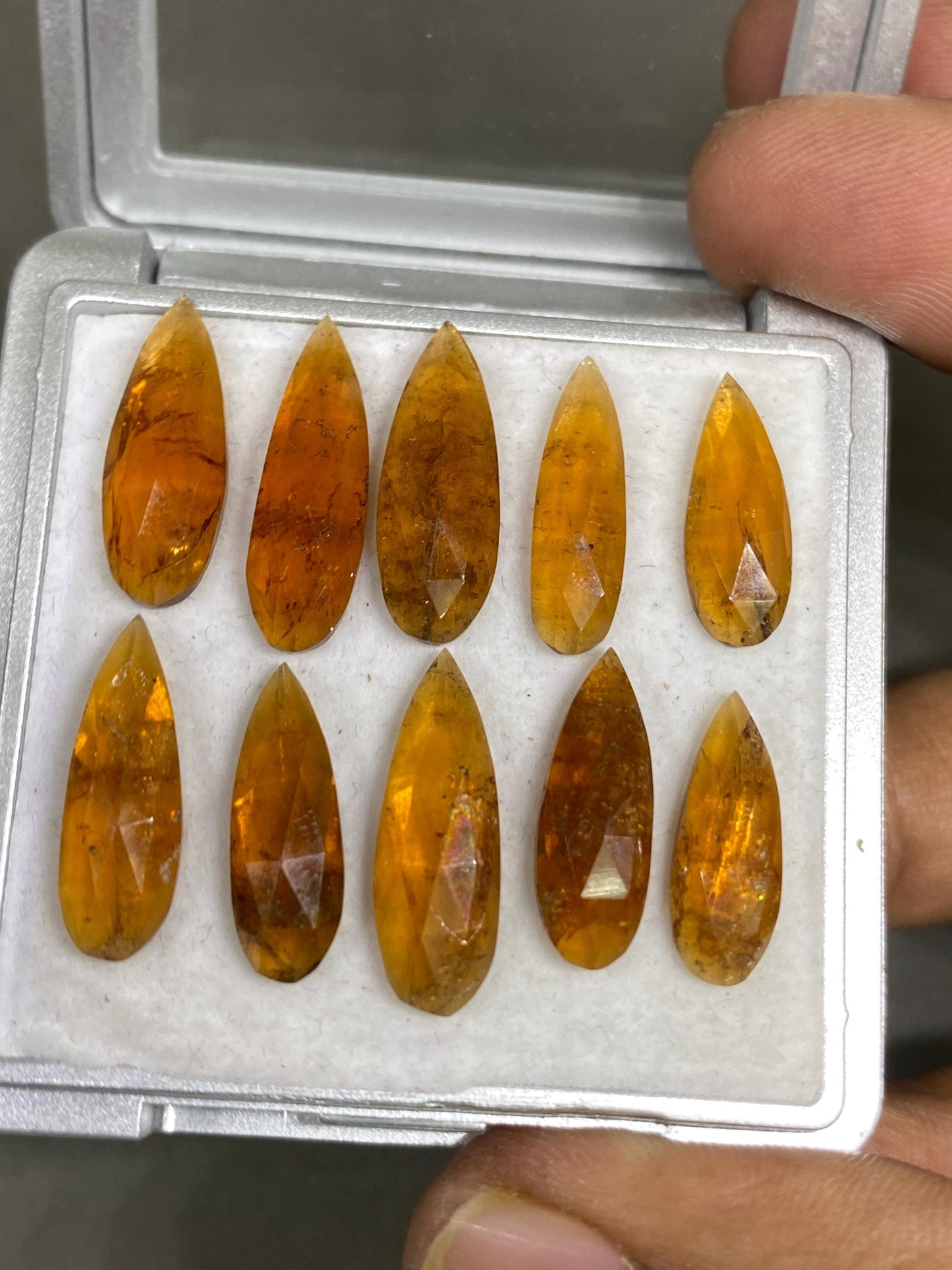 Stunning hessonite orange garnet pear shape rosecut wt 40 carats pcs 10 size 17x6mm-22x6mm Hessonite garnet rosecut pears