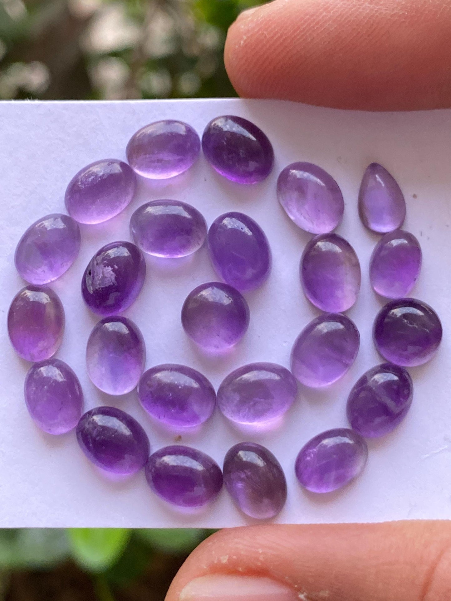 Gorgeous amethyst oval cabochon  pcs 24 wholesale lot weight 31.50 carats size  7x5mm-8x6mm amethyst cabochons