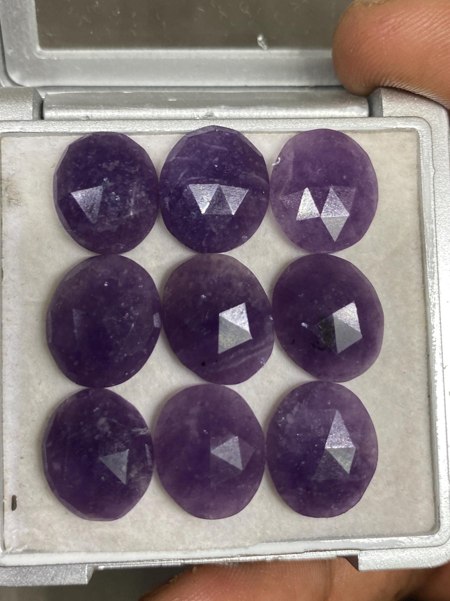 Rare purple lepidolite Rosecut gems ideal size for jewelry making Size 13x11-14x12mm pcs 9 wt 41.40 carats rosecut lepidolite pears