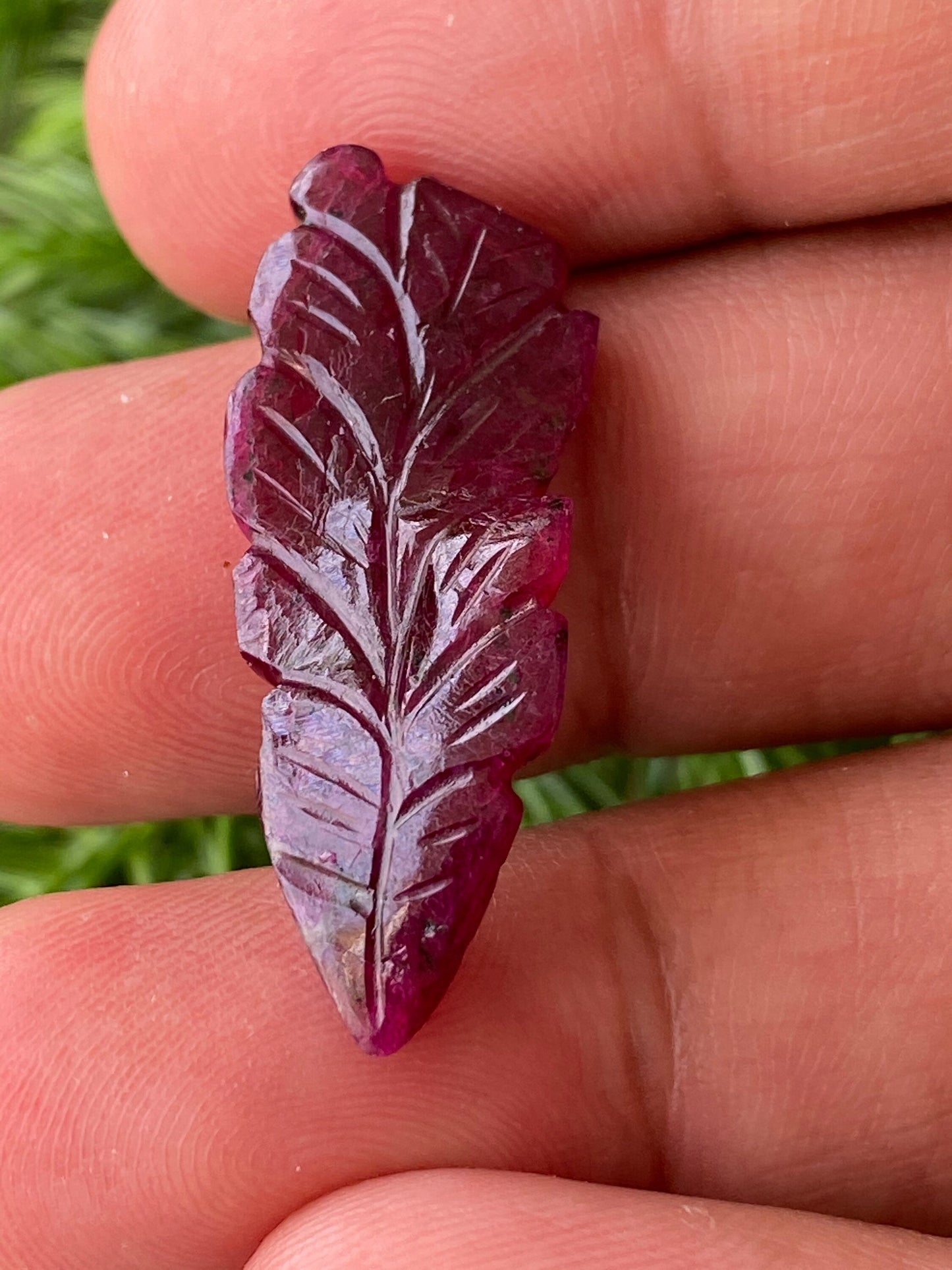 One of a kind very rare  natural ruby handmade rose carving weight 18 carats size 33x13mm ideal for pendant unheated ruby rose carving