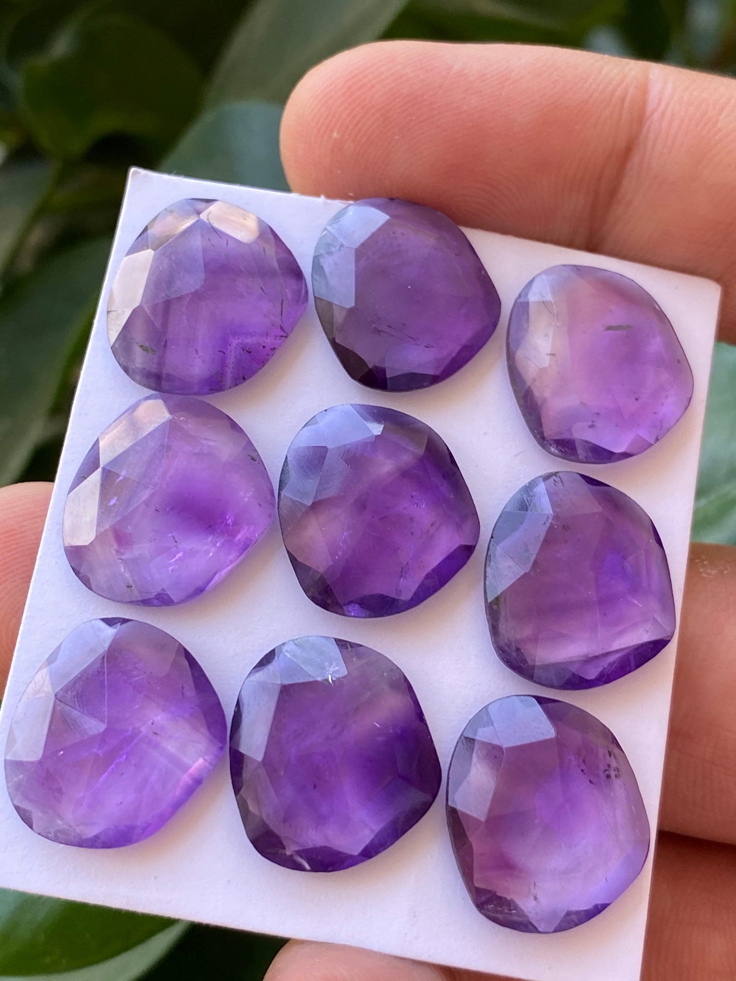 Dazzling rare amethyst rosecut fancy shape size 15x14-16x14mm approx wt 69.50 cts pcs 9 rosecut amethyst fancy shape calibrated