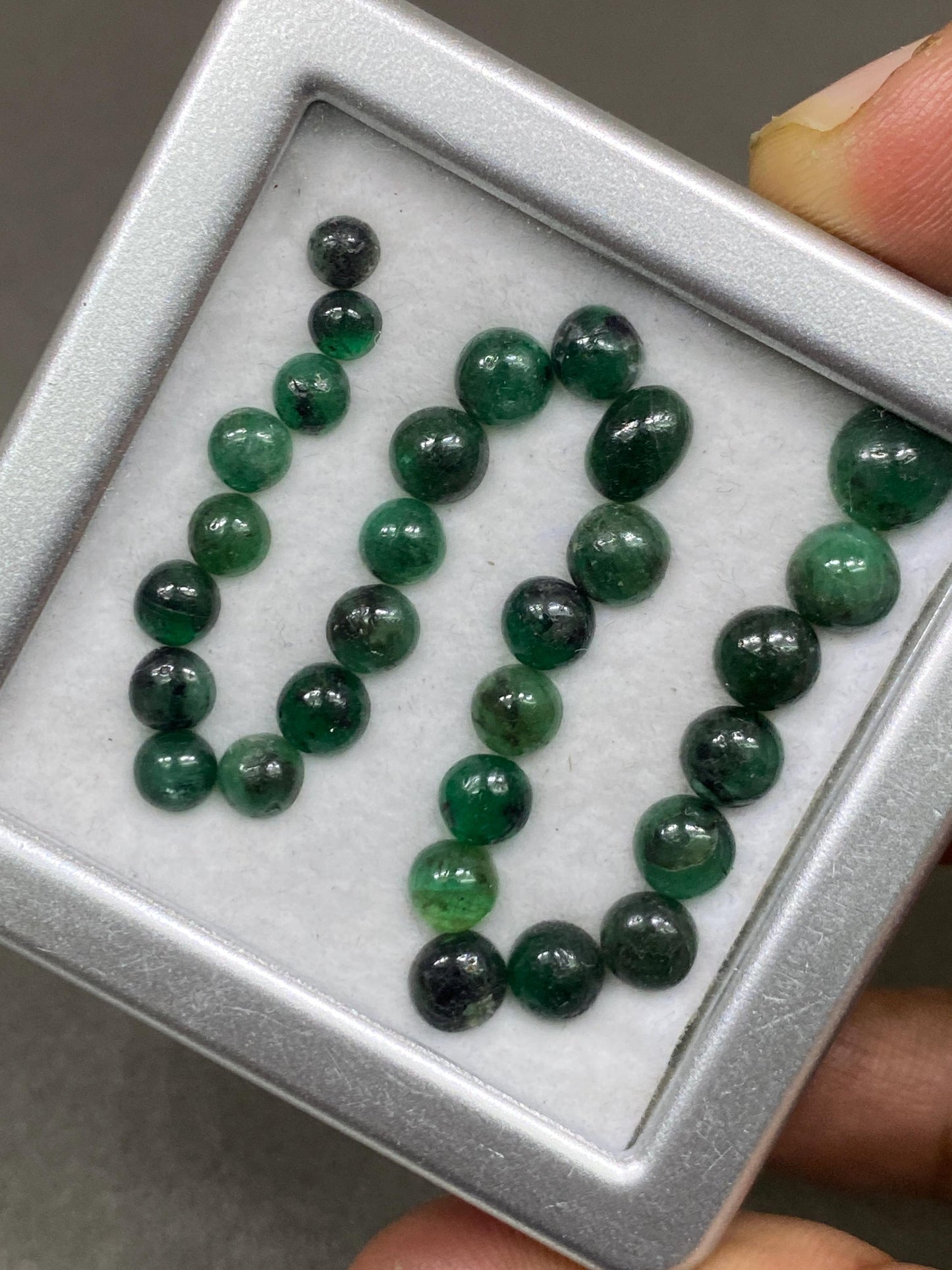 Mesmerising rare Emerald cabochons smooth polished round weight 17.65 cts size 4mm-7mm pcs 29 Emerald cabochon