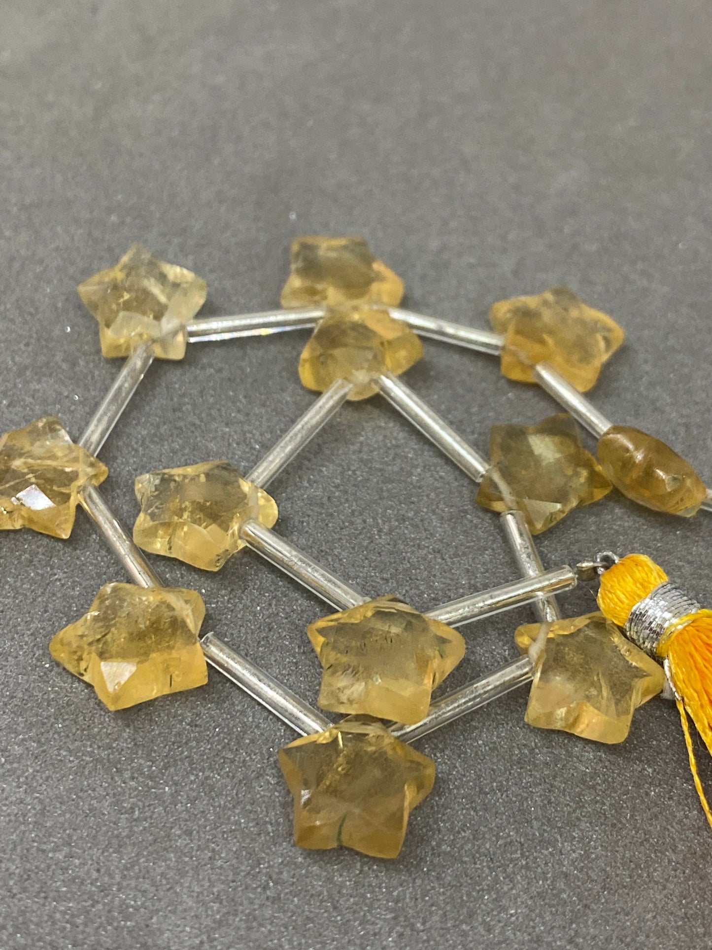 Lovely  rare citrine faceted star shape briolette strand length 8.5 inches wt 42 cts approx size 11x10mm-10x9mm Citrine star briolette