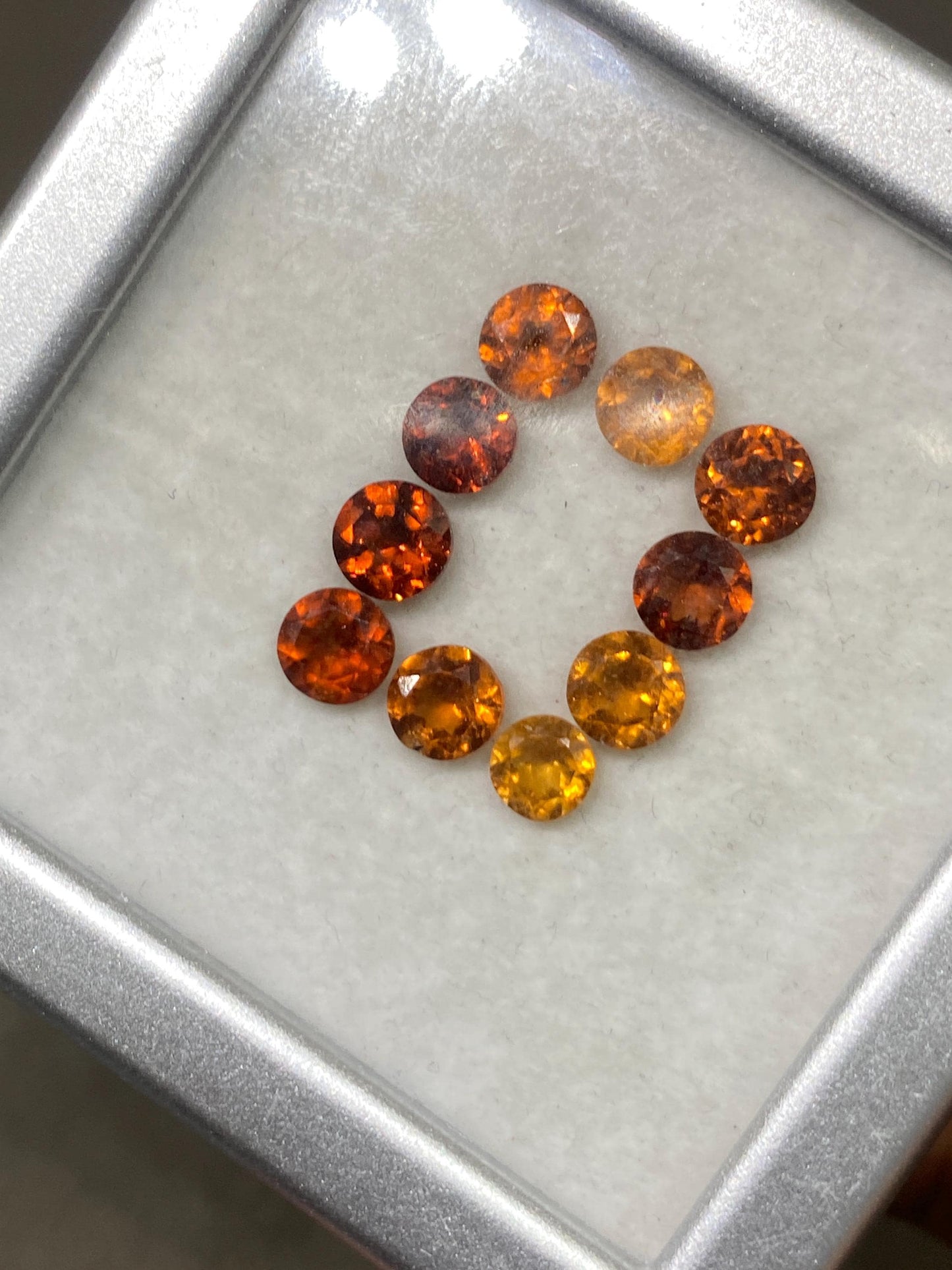 Stunning orange Fanta garnet round  cut weight  carats pcs 10 size  Spessartite faceted round