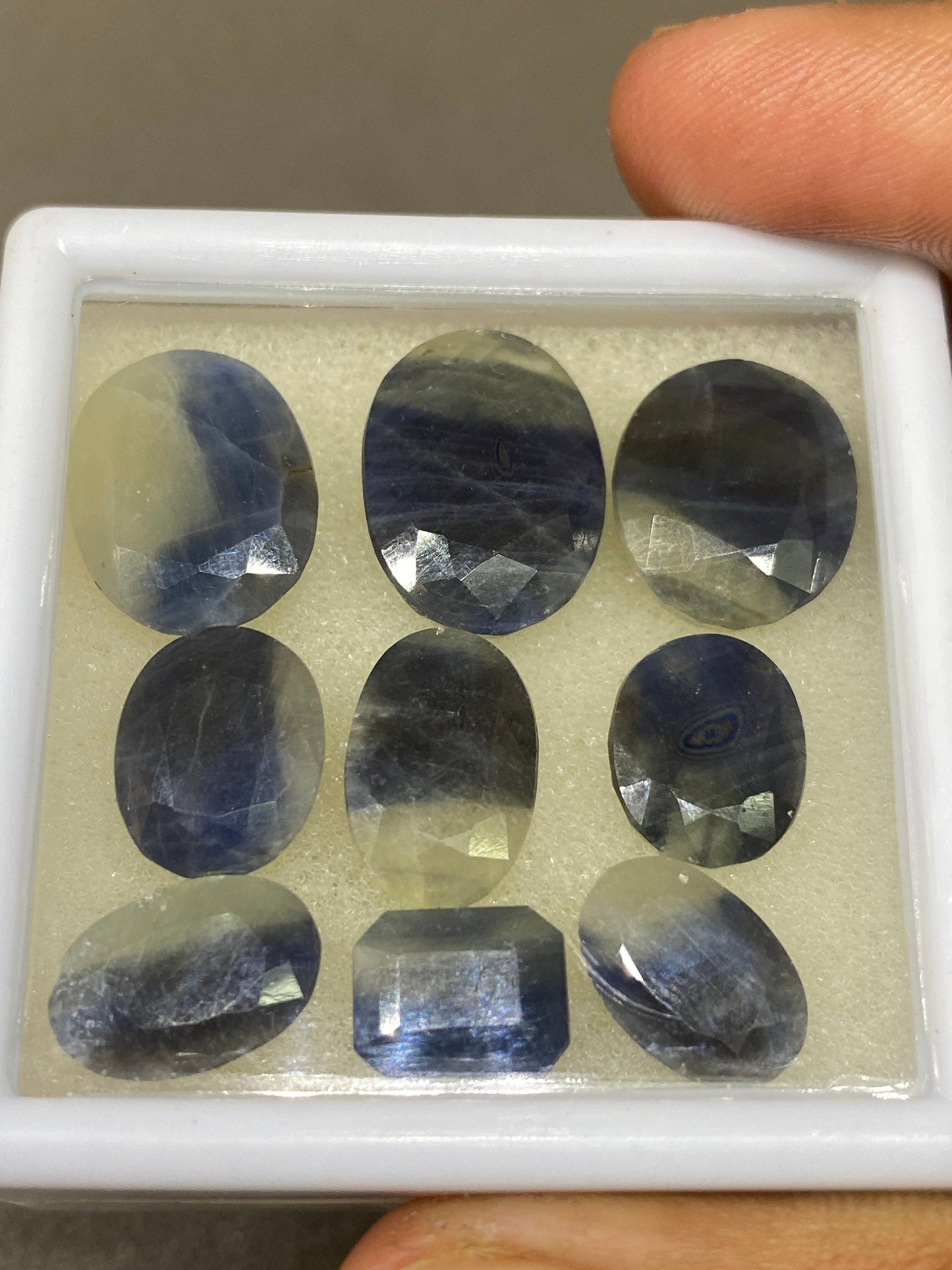 Extremely rare bi color sapphire cut stones pitambri yellow blue sapphire cut mix shapes ring size 10x8-17x13mm cut stones pcs 9 wt 80 cts