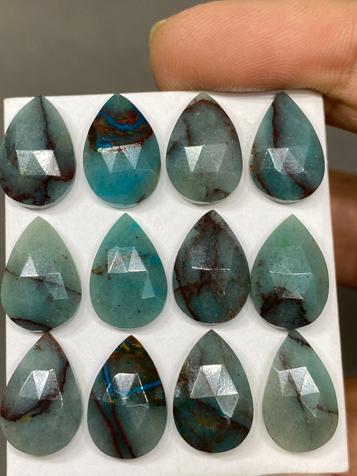 Natural chrysocolla pear rosecut wholesale lot weight 53 carats pcs 12 size 15x9-15x10mm flatback gems