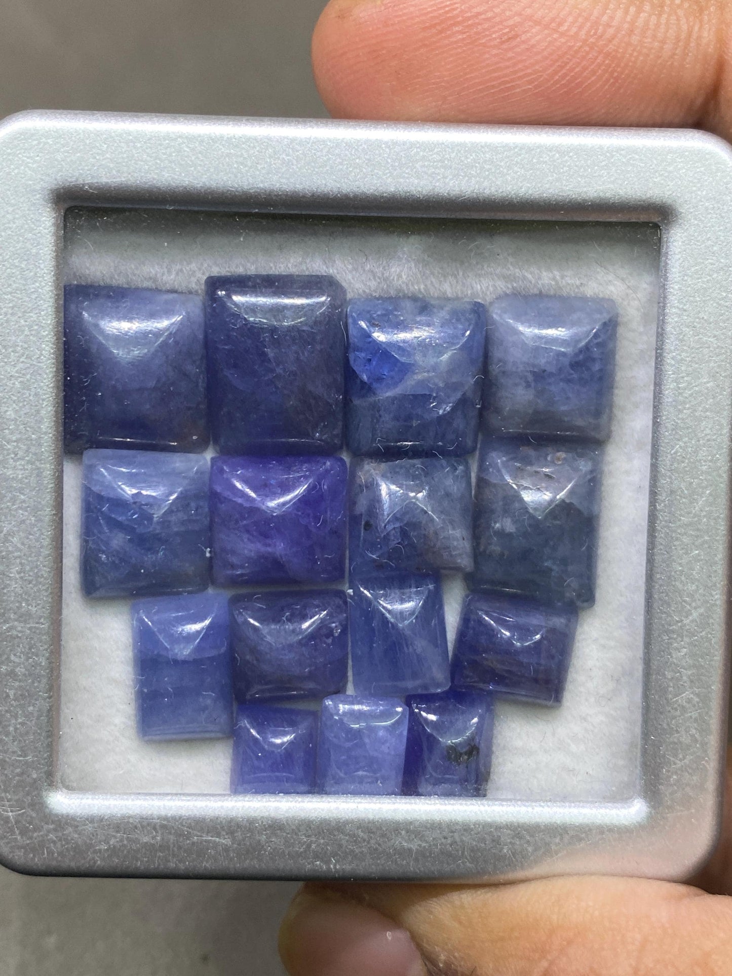 Stunning rare tanzanite  sugar loaf cabochons  weight 69.75  cts pcs 15 size 6.7x6.4mm-13.9x10mm tanzanite sugarloaf cabcohon