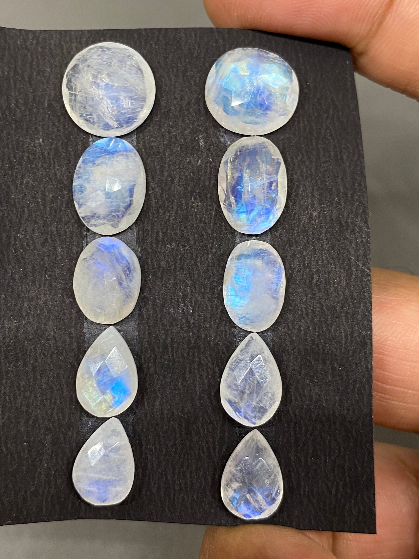 White rainbow moonstone mix shape  pcs 6 Size  wt carats beautiful wholesale lot white rainbow cut stone