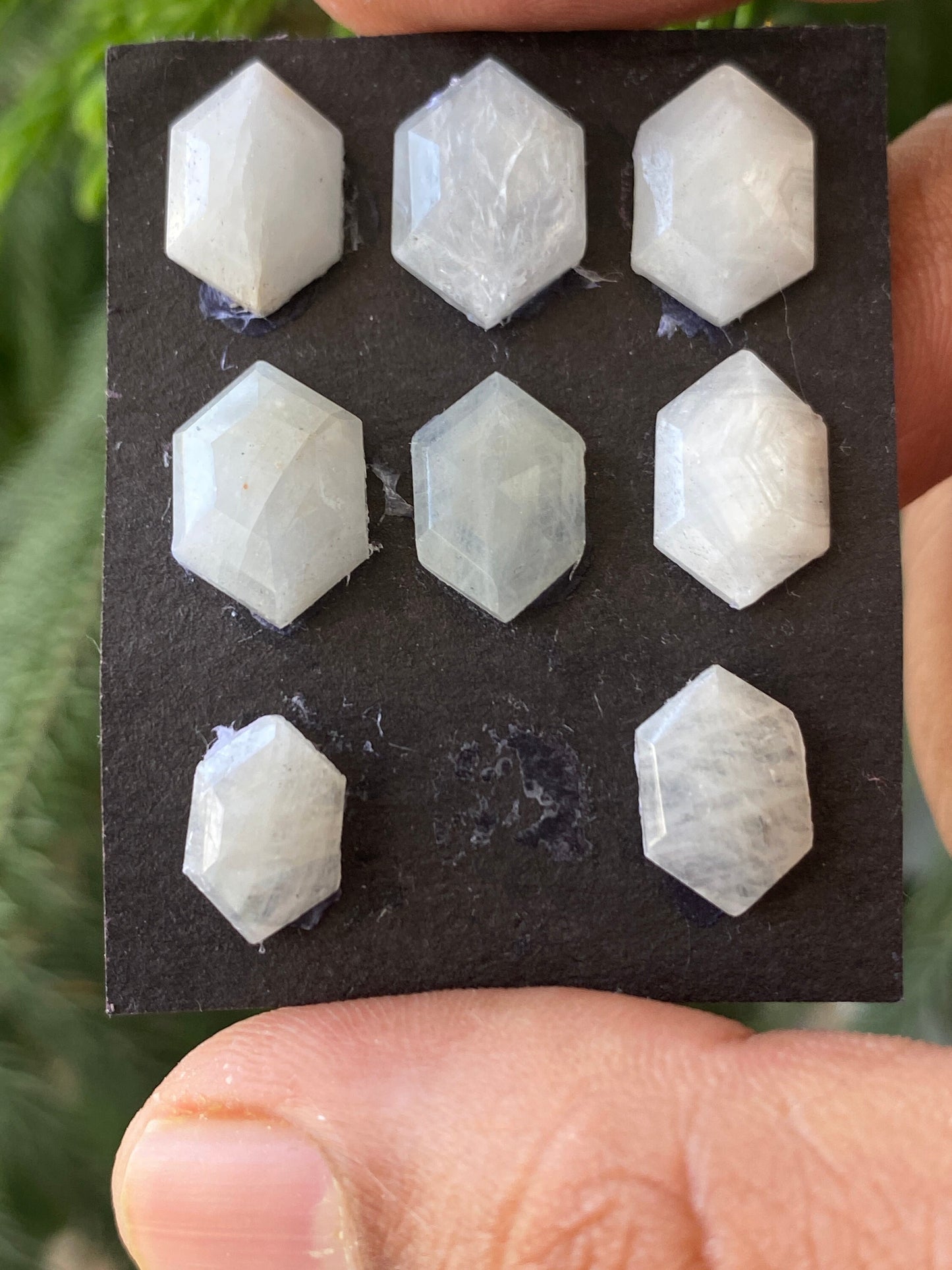 Rare white multi sapphire hexagon step cuts weight 45 cts  pcs 9 size 12.5x7.9mm-14.2x10.3mm sapphire stepcut hexagon flatbacks