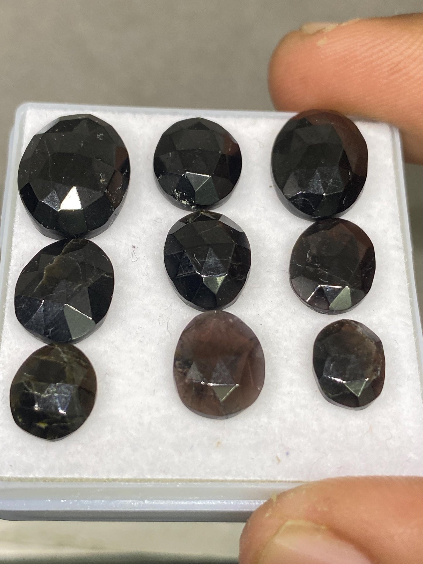 Gorgeous rare  Black tourmaline rosecut wholesale lot weight 26.90 carats pcs 9 size 8.8x6.8mm-14x11mm rosecut black tourmaline