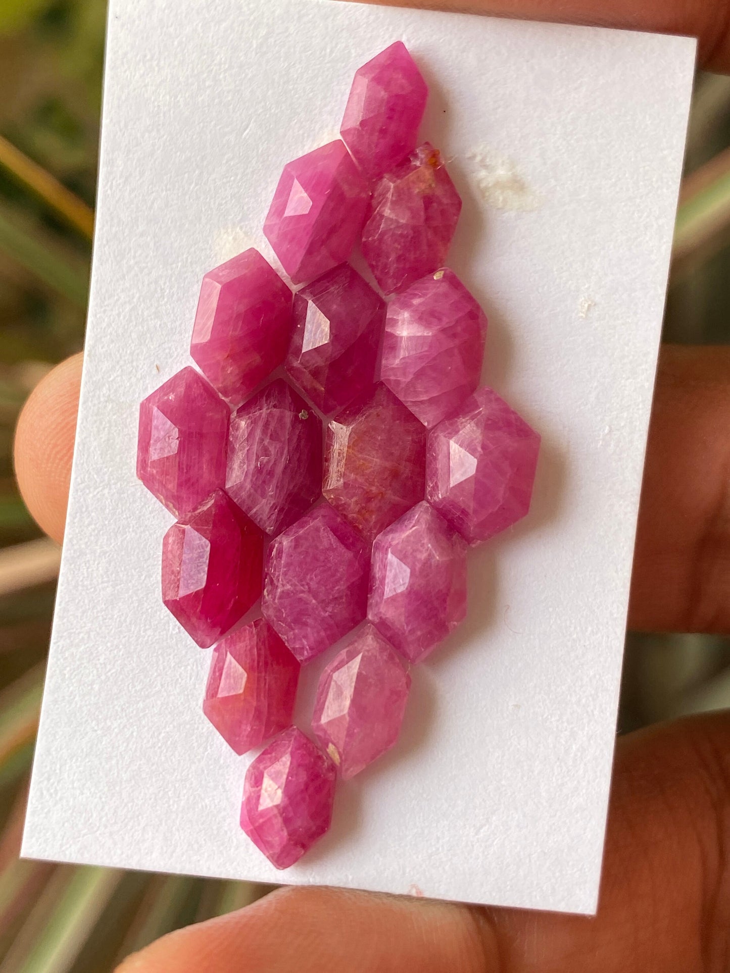 Rare natural ruby hexagon step cuts mozambique mines weight 32 carats pcs 16 size 8.7x5.7mm-10.3x7.1mm ruby hexagon flatbacks