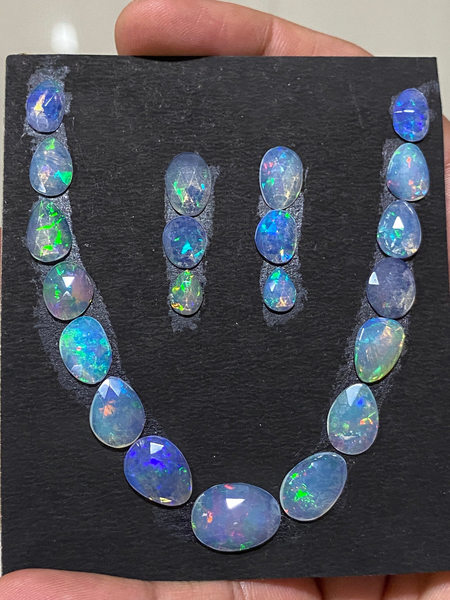 Gorgeous blue Ethiopian opal rosecut Welo opal rosecut necklace supply wt 21 cts pcs 21 aaa opal size 8x5-15x11mm fire opal rosecut