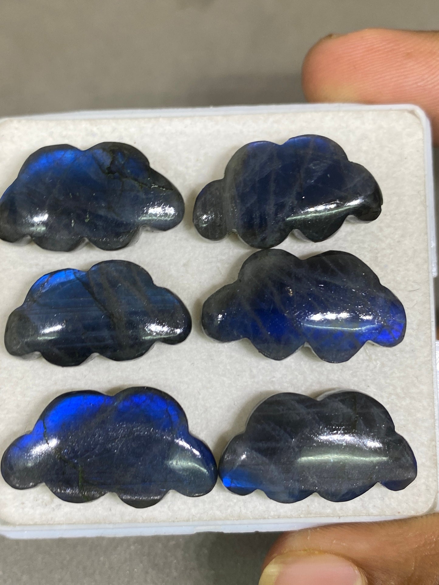 Stunning rare labradorite cloud carving  blue fire carving pcs 6 wt 115 cts size 24x13-33x14mm labradorite cloud carving